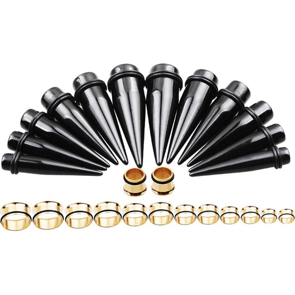 Kit de Estiramiento 24 Piezas TOPBRIGHT Tapers Acrílico y Acero