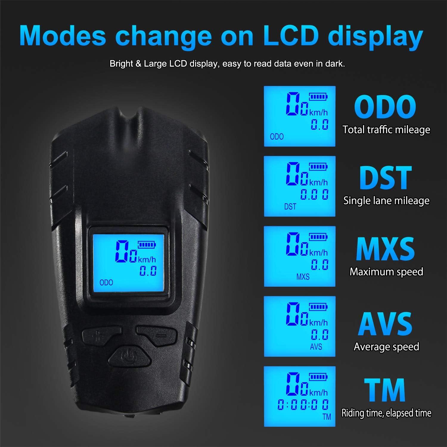 Velocímetro de Bicicleta VLOXO con Luz LED y Bocina 120dB