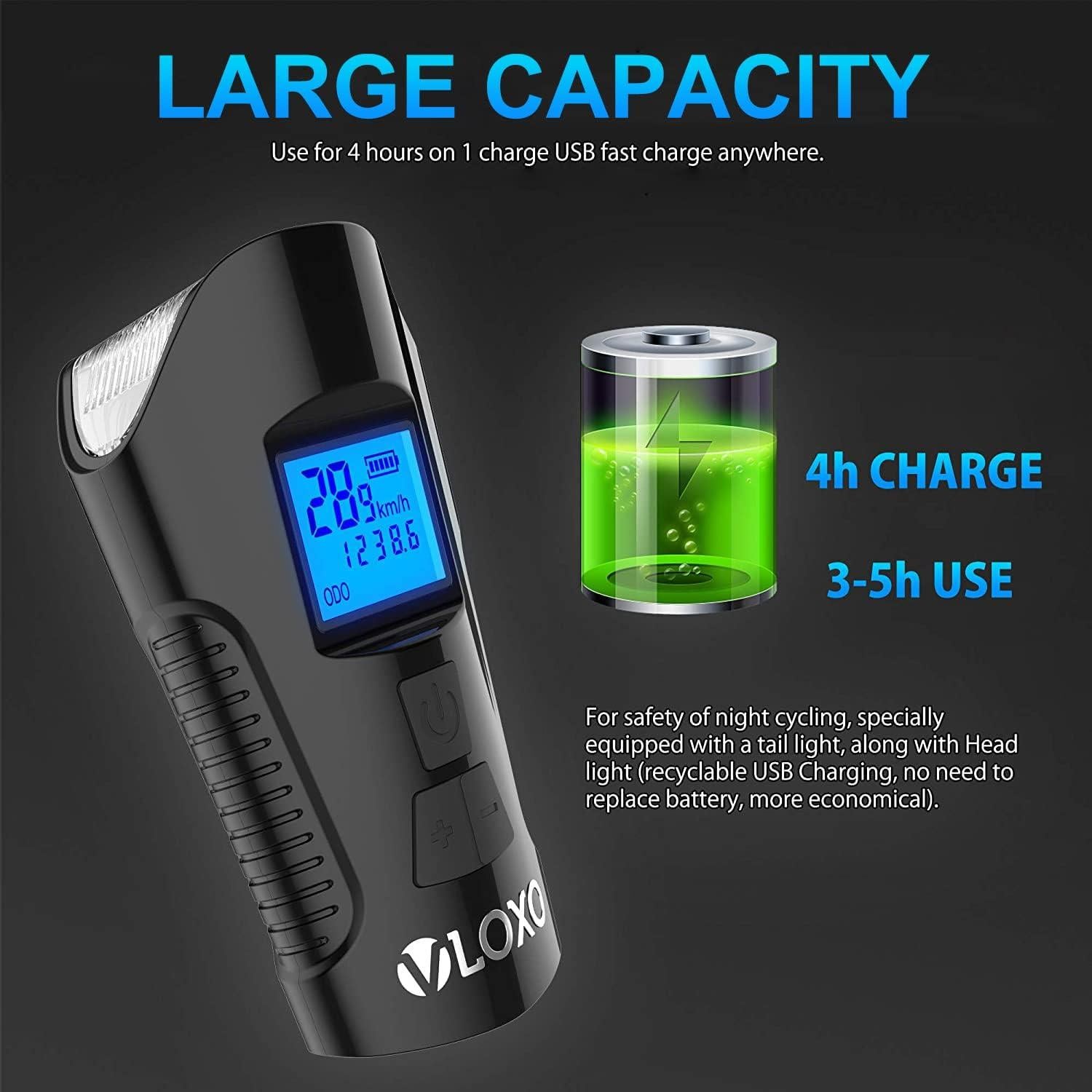 Velocímetro de Bicicleta VLOXO con Luz LED y Bocina 120dB