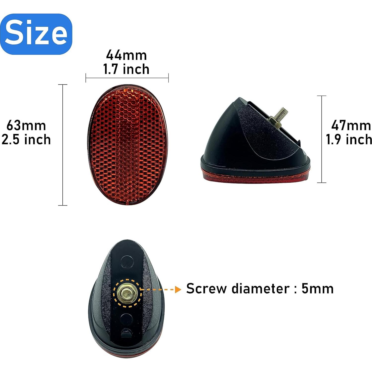 Reflector Trasero de Bicicleta MGMSINYO Rojo Ovalado 63x44mm