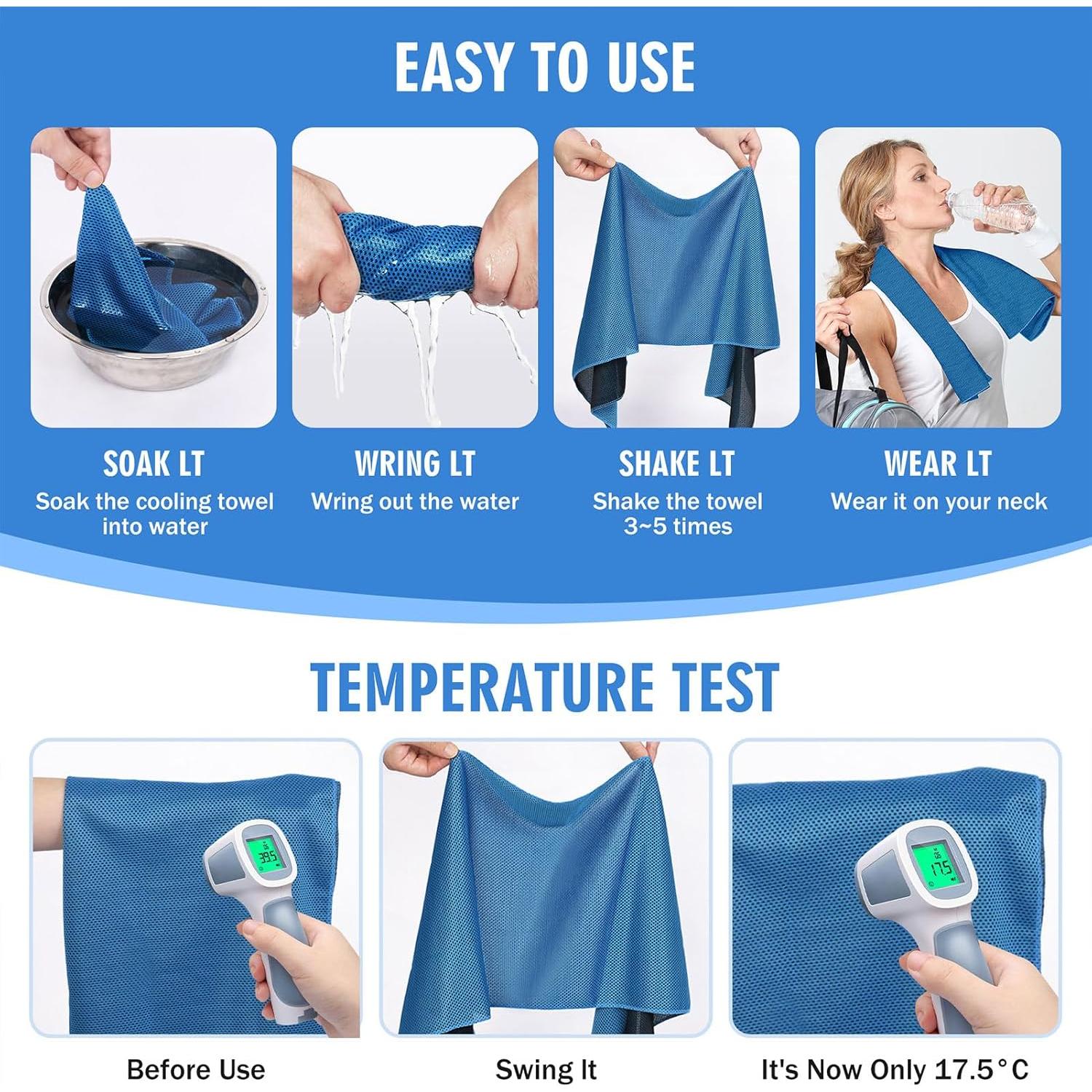 4 Toallas Enfriadoras Hemndic 101.6x30.5cm Microfibra