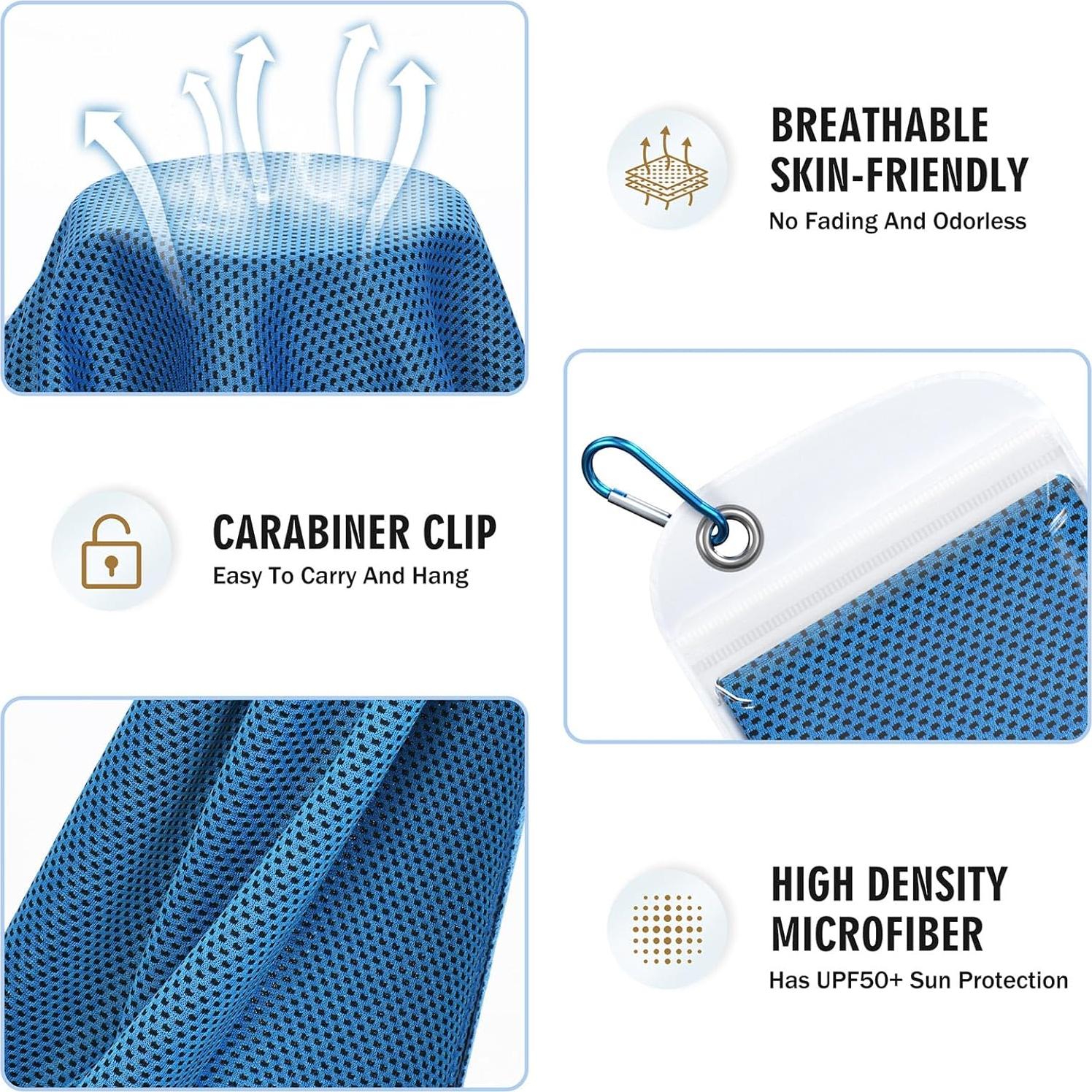 4 Toallas Enfriadoras Hemndic 101.6x30.5cm Microfibra