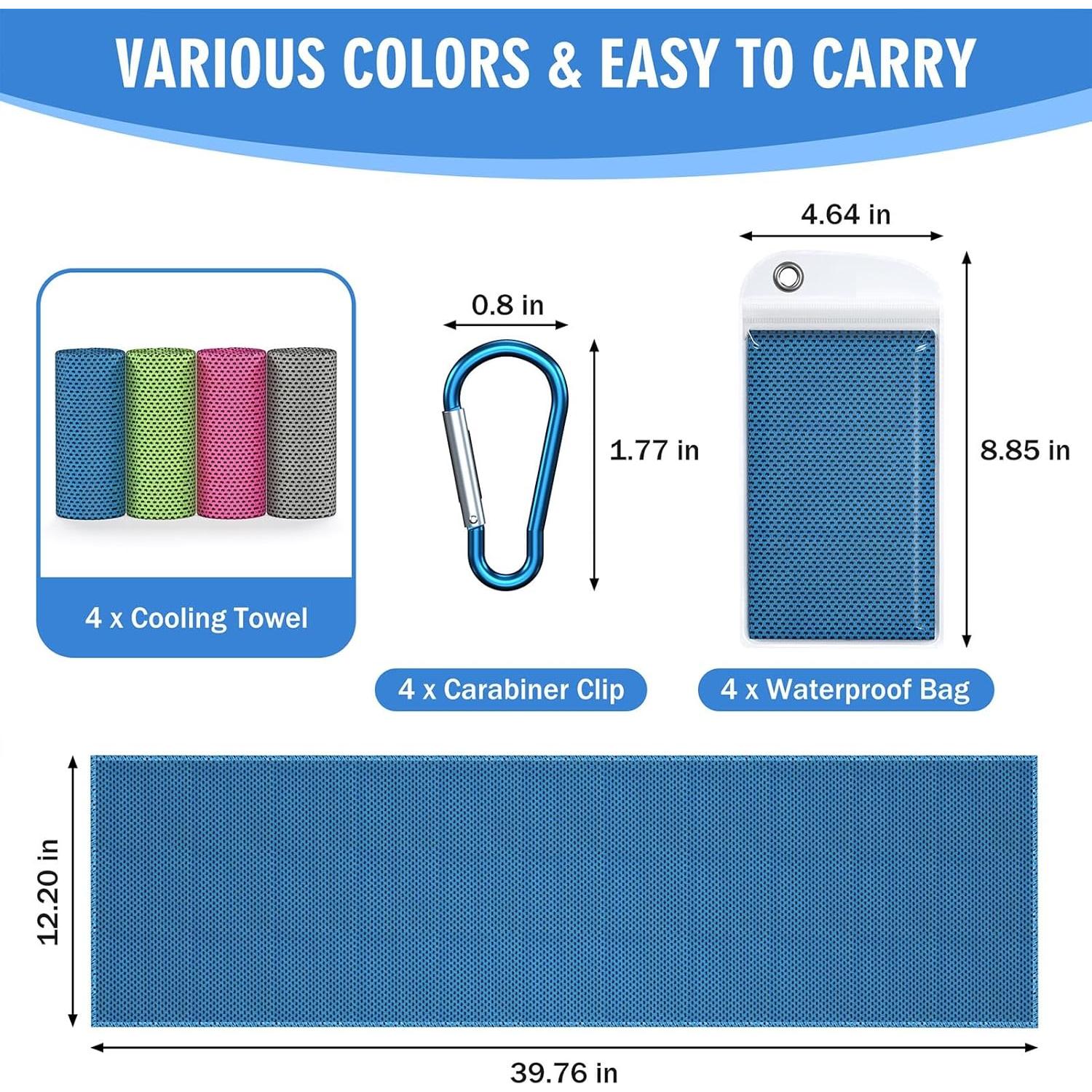 4 Toallas Enfriadoras Hemndic 101.6x30.5cm Microfibra