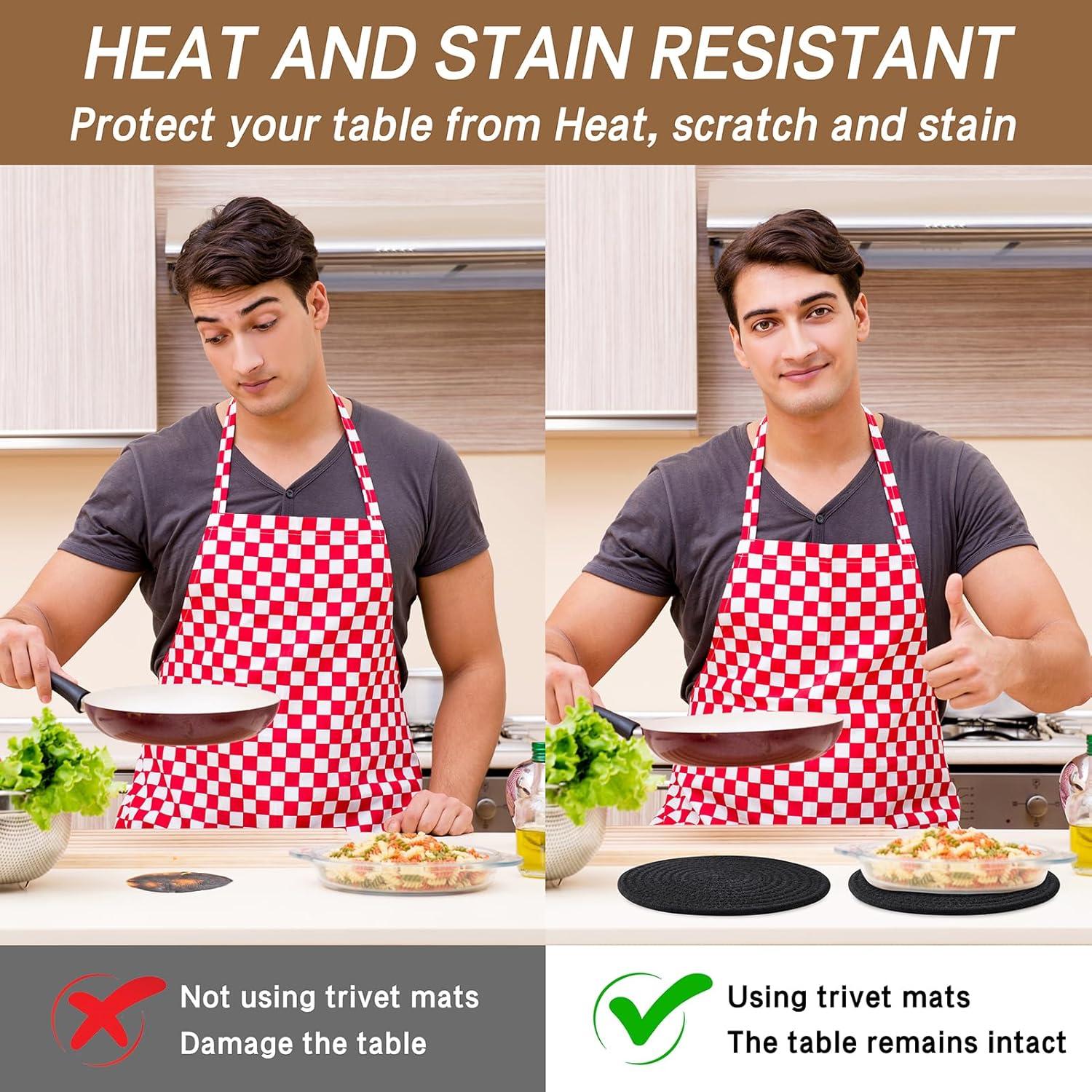 Juego de 6 Trivets de Algodón Coga 20.32 cm Negro