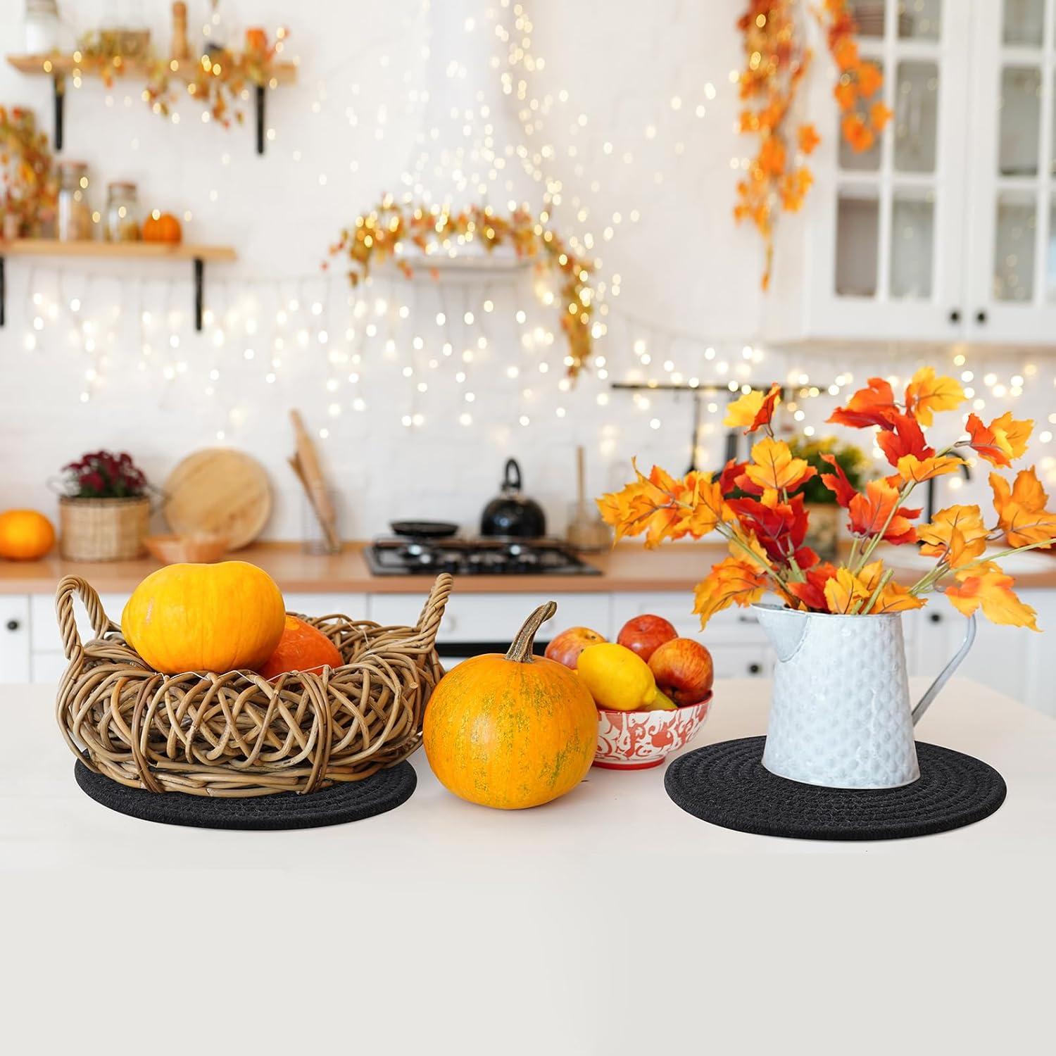 Juego de 6 Trivets de Algodón Coga 20.32 cm Negro