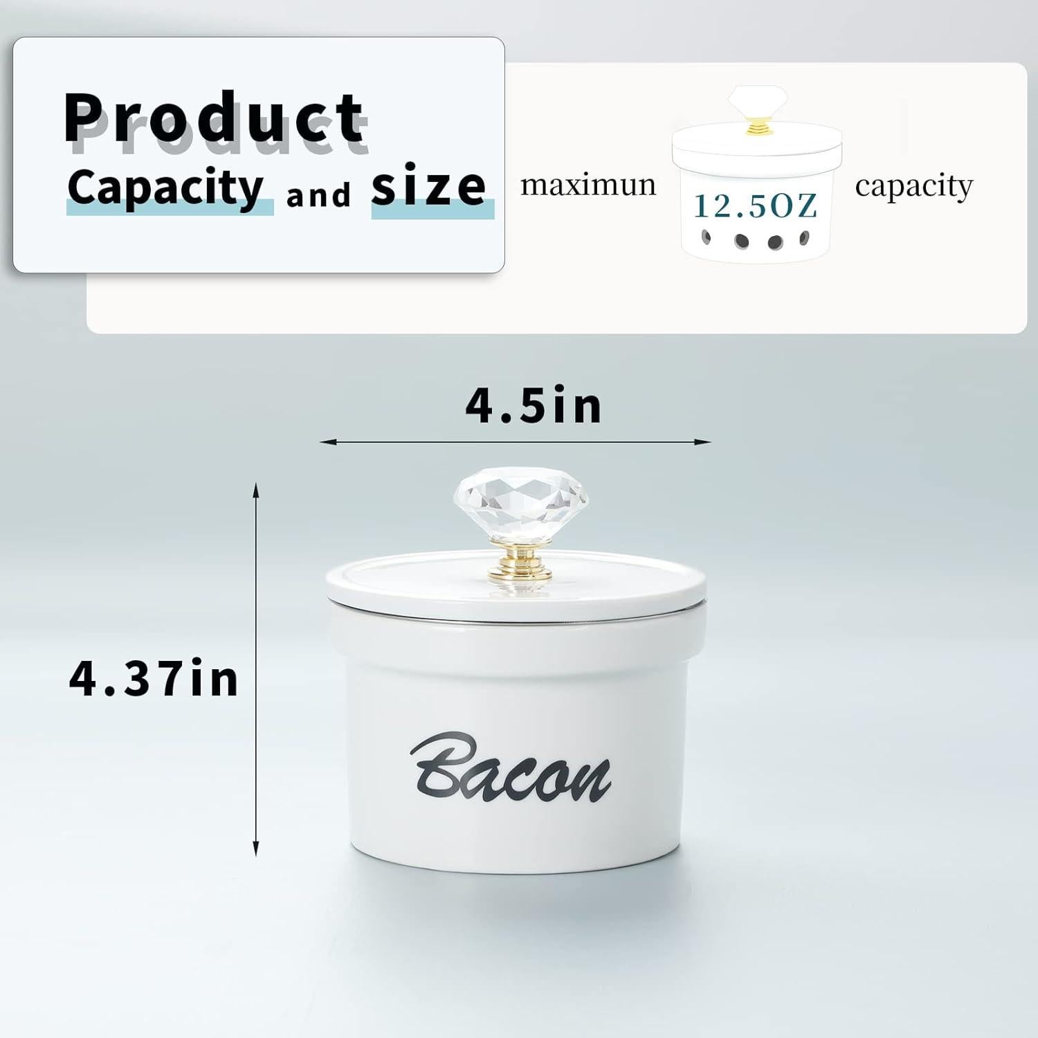 Contenedor de Grasa de Tocino HAOTOP con Tapa de Cristal 354 ml