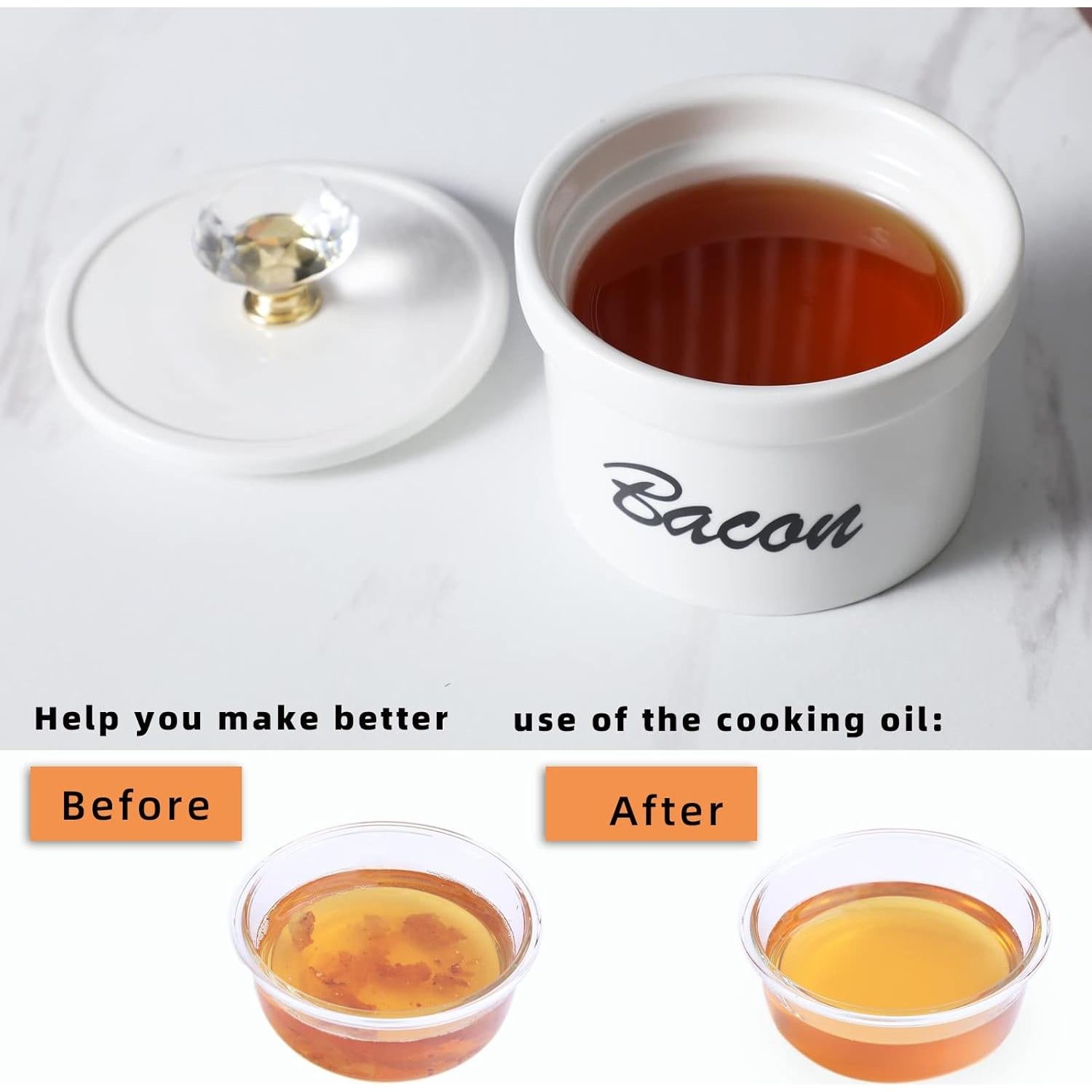 Contenedor de Grasa de Tocino HAOTOP con Tapa de Cristal 354 ml