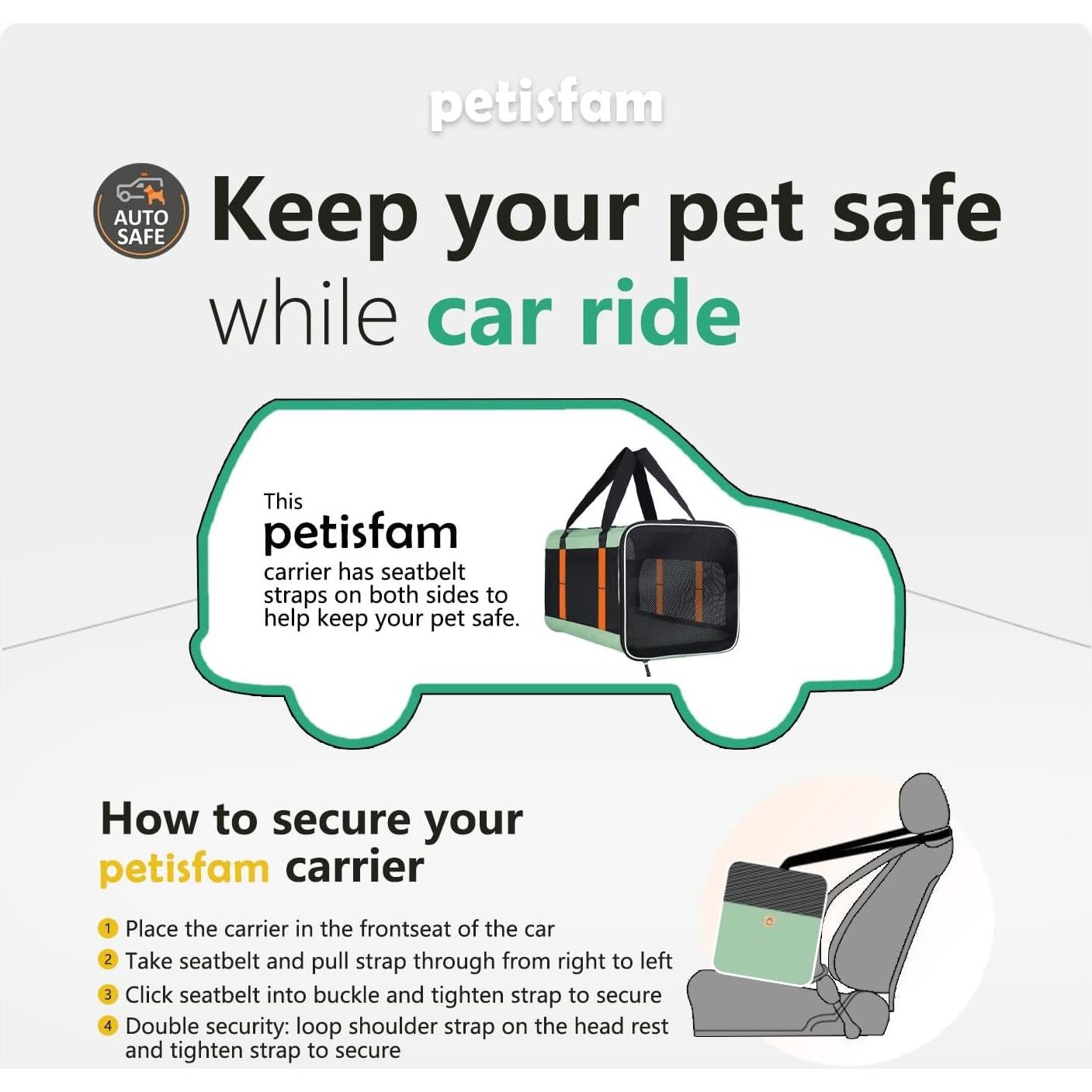 Transportín Petisfam Menta para Gatos y Perros Pequeños