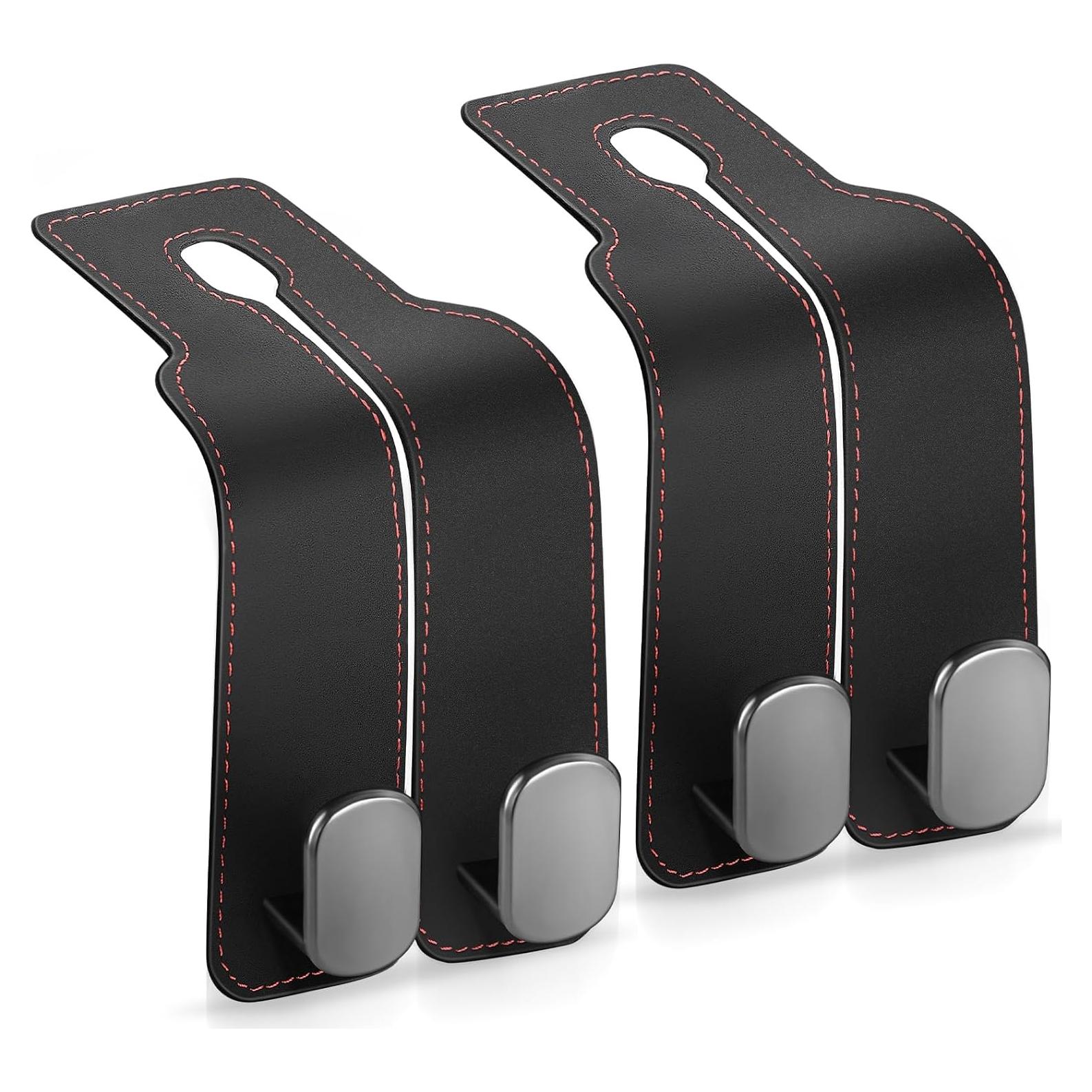 Ganchos para Reposacabezas Accevo - 2 Piezas de Metal con Cuero