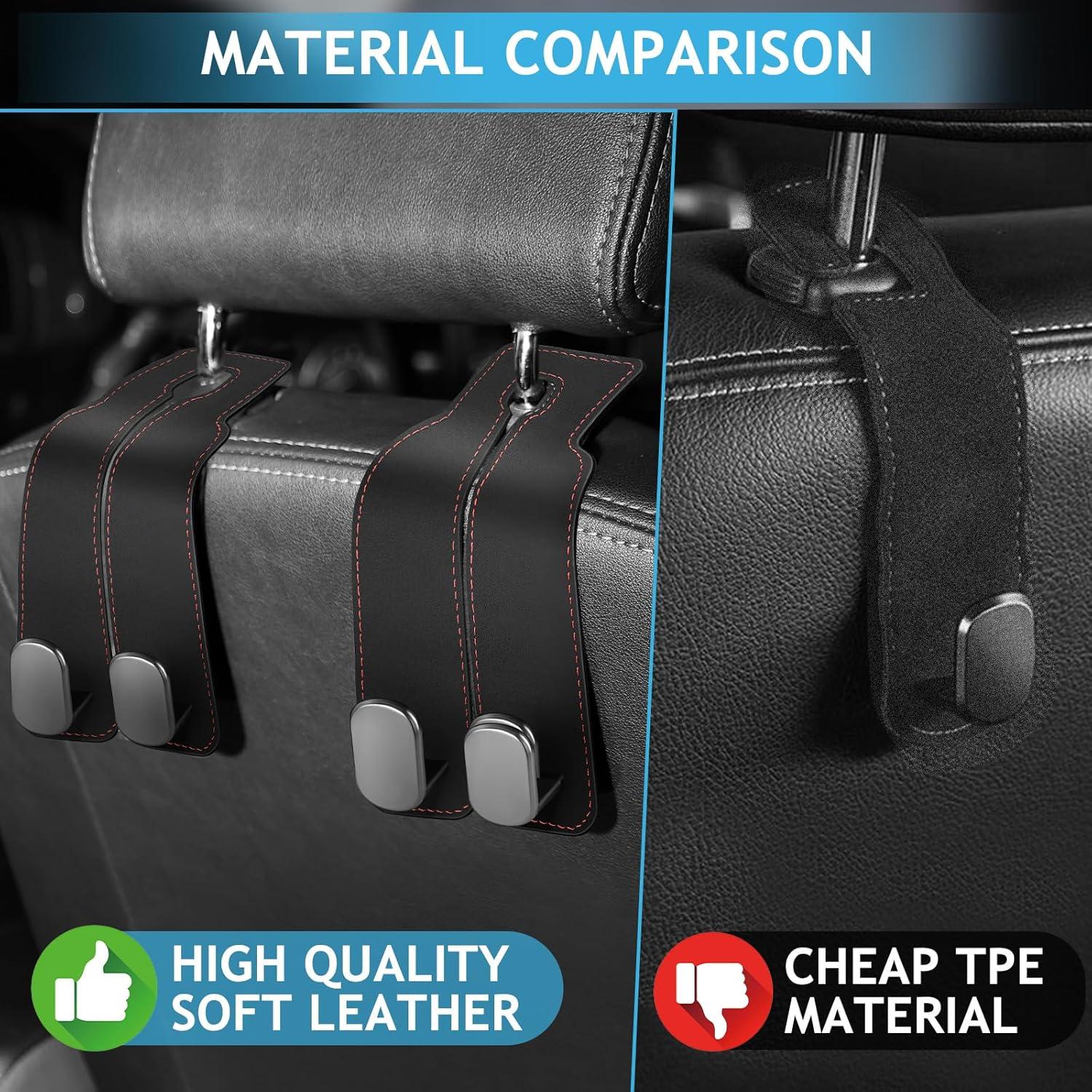 Ganchos para Reposacabezas Accevo - 2 Piezas de Metal con Cuero