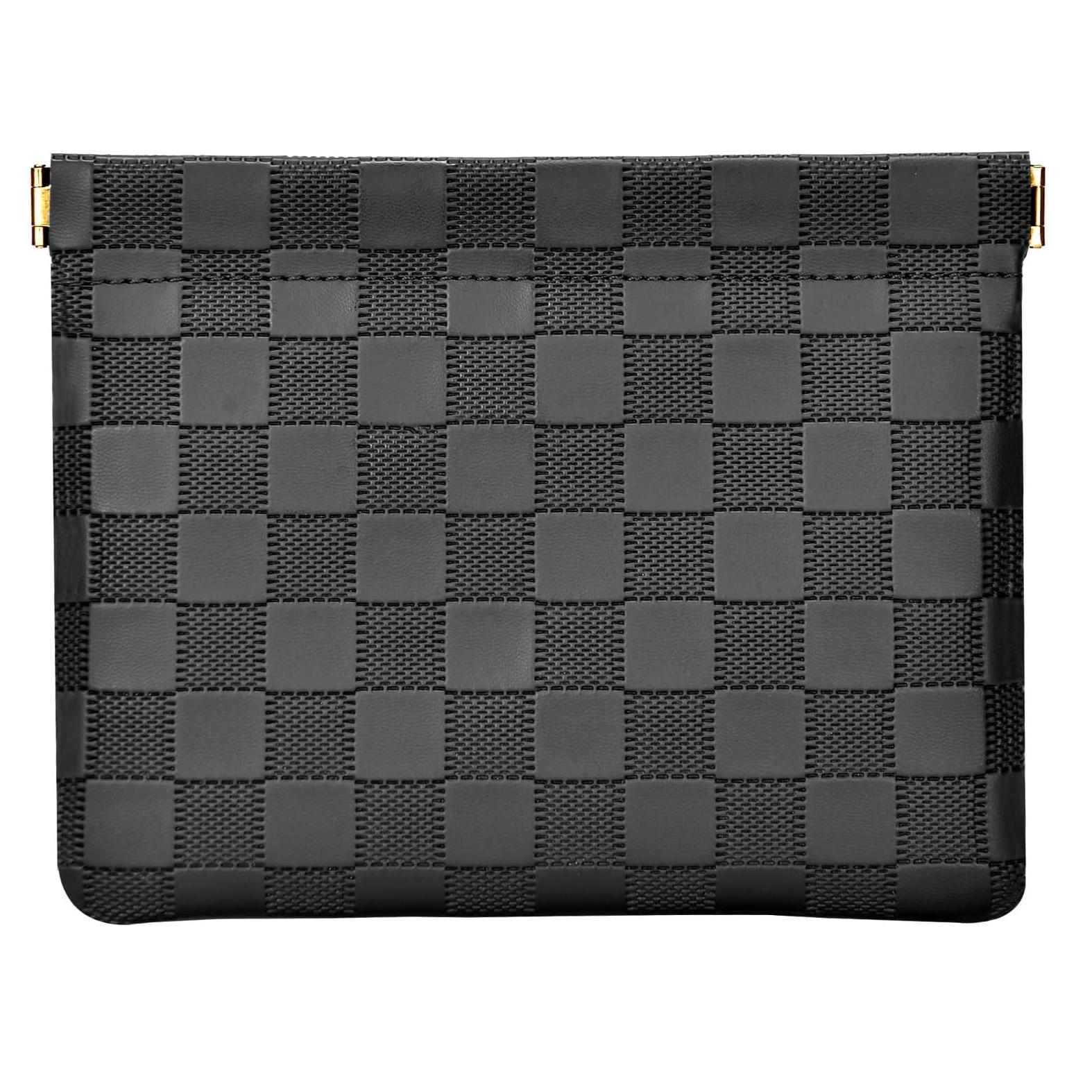 Bolsa Cosmética de Cuero PU Negra para Mujeres 18x14cm