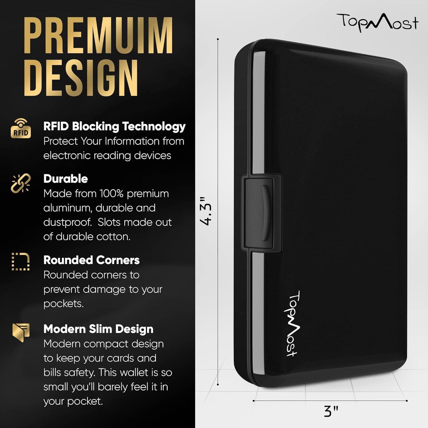 Billetera RFID TopMost para Tarjetas - 6 Compartimentos, Negro