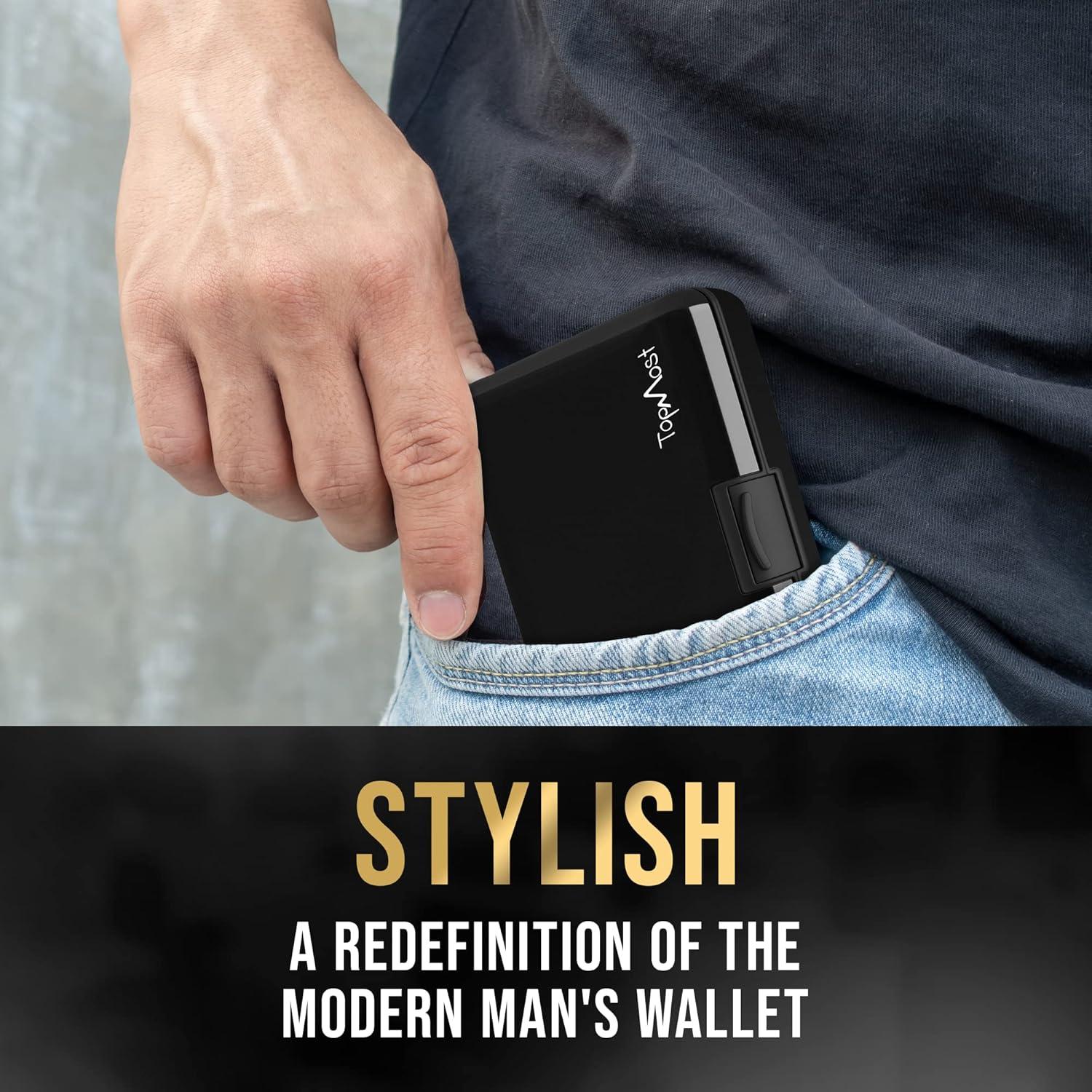 Billetera RFID TopMost para Tarjetas - 6 Compartimentos, Negro