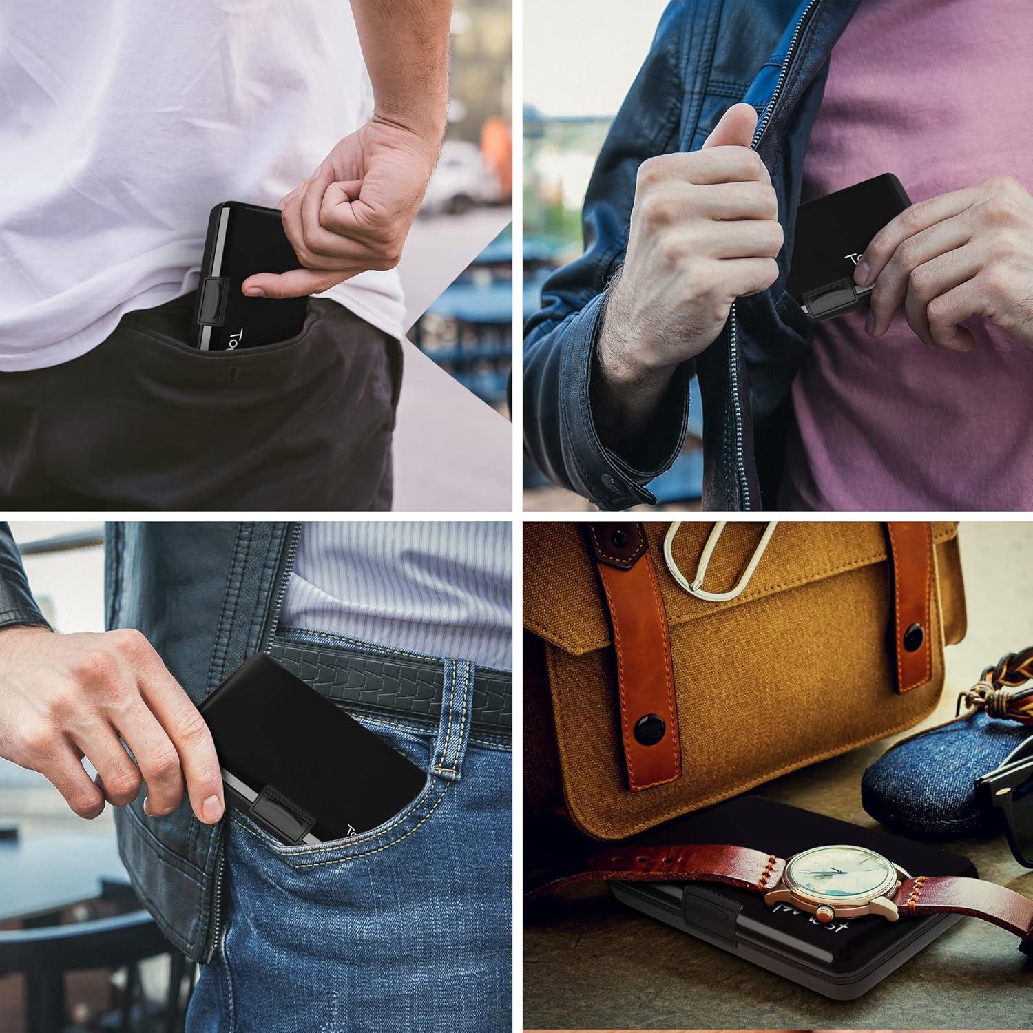 Billetera RFID TopMost para Tarjetas - 6 Compartimentos, Negro