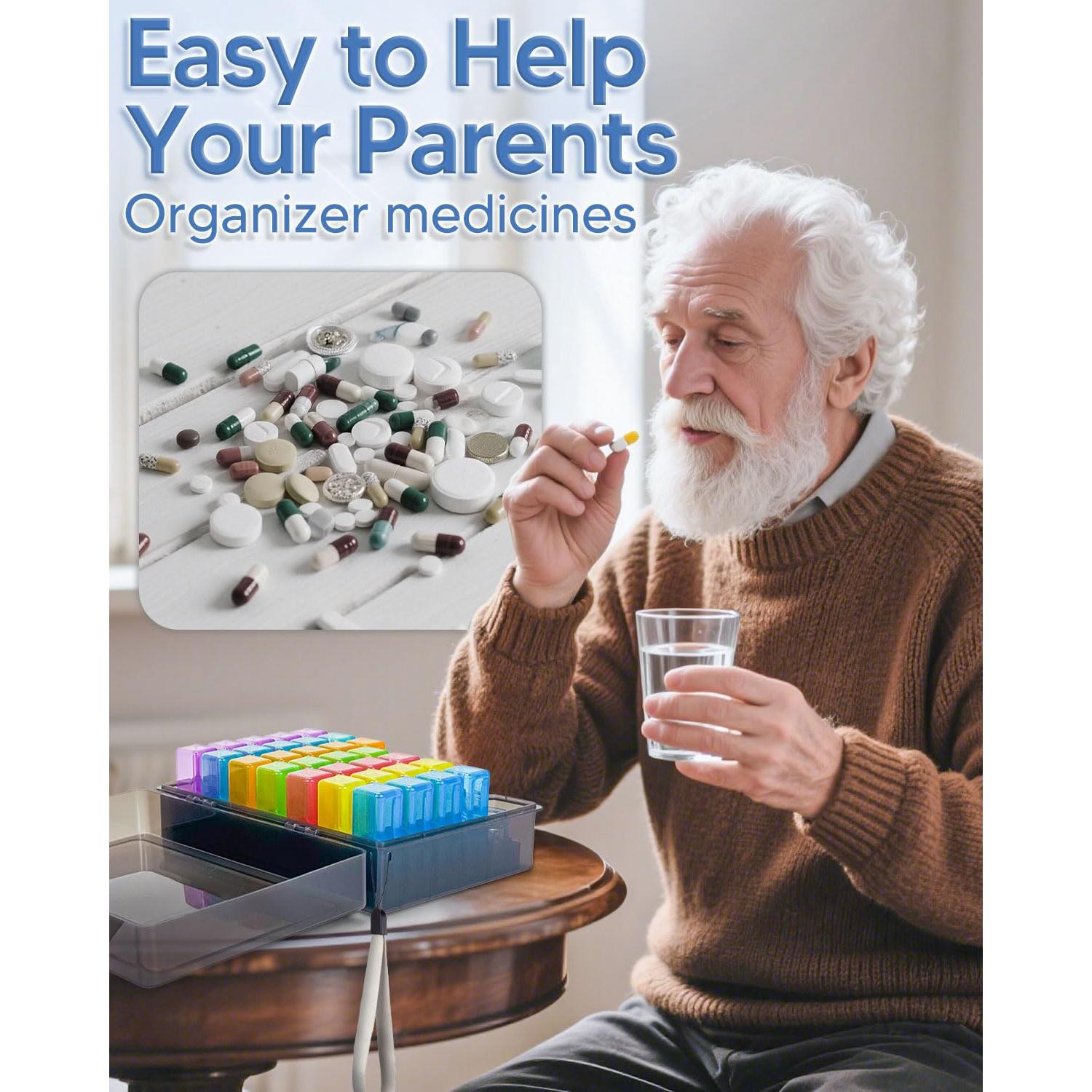 Organizador de Pastillas Mensual Friwole 2 Veces al Día Negro