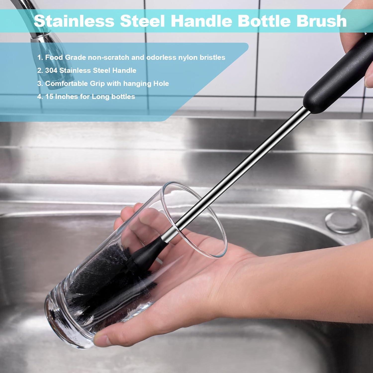 Juego de Cepillos para Botellas ToGeeKa - 4 Piezas, Mango Largo