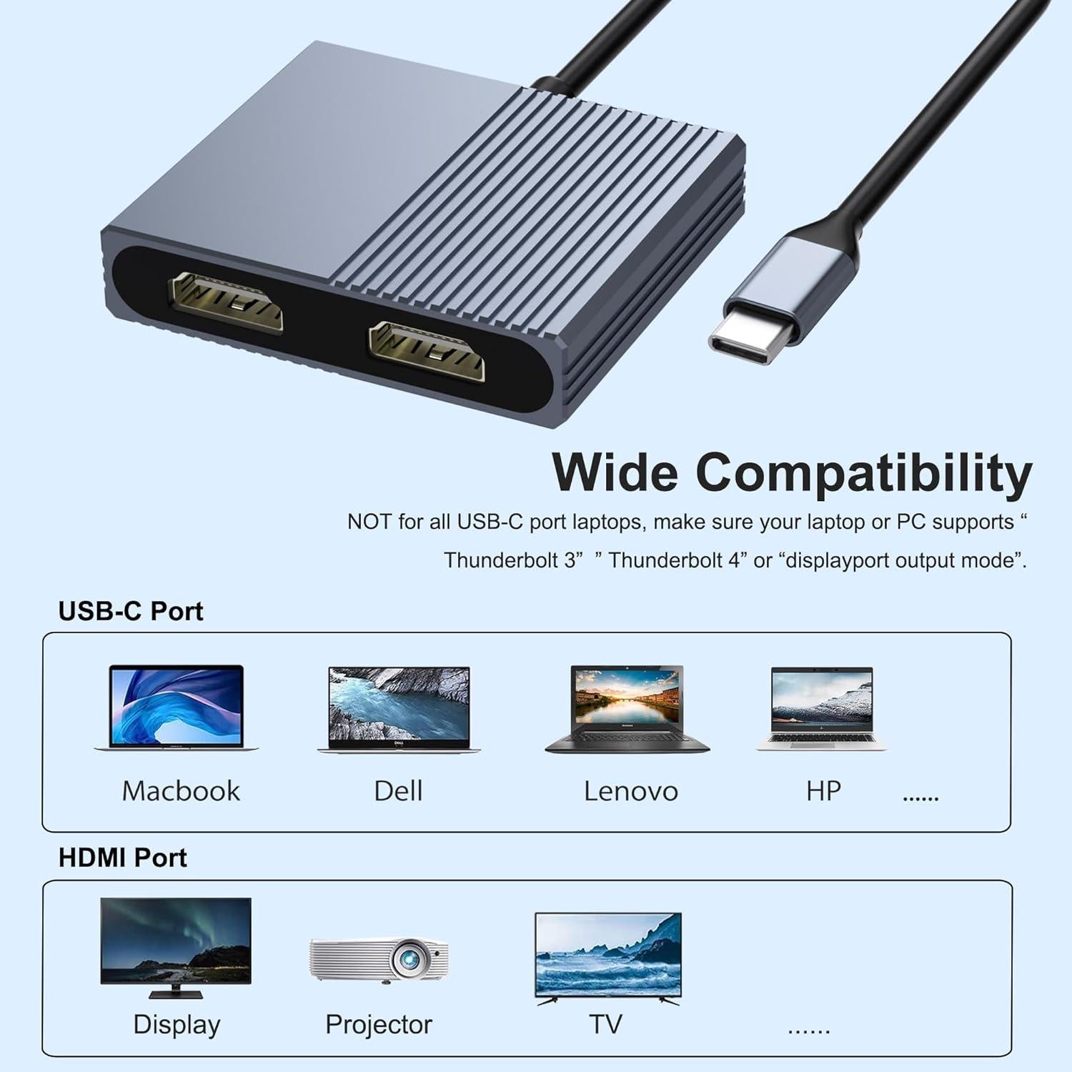 Estación de Acoplamiento USB C Doble HDMI 4K Movcle
