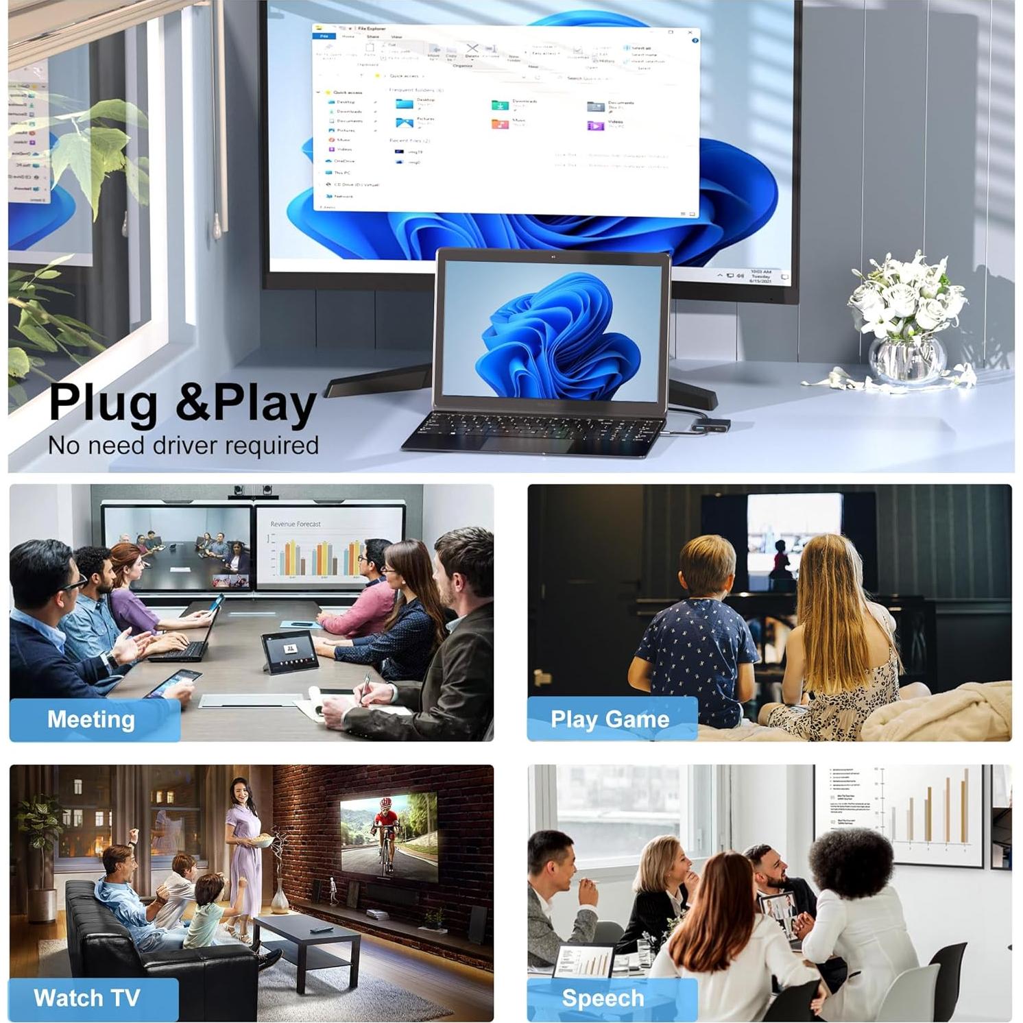 Estación de Acoplamiento USB C Doble HDMI 4K Movcle