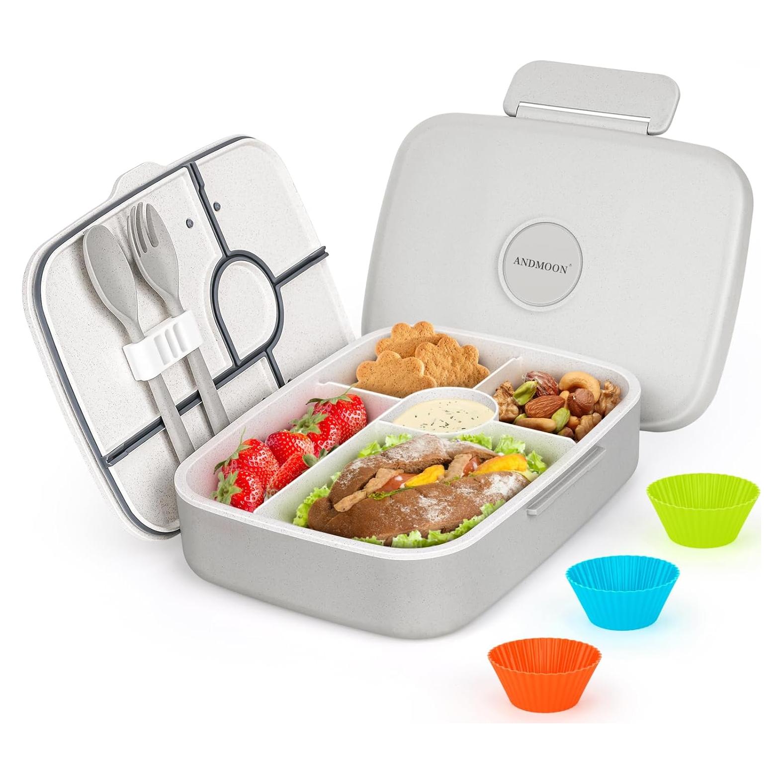 Caja Bento Almuerzo ANDMOON Gris 5 Compartimentos 1300ml