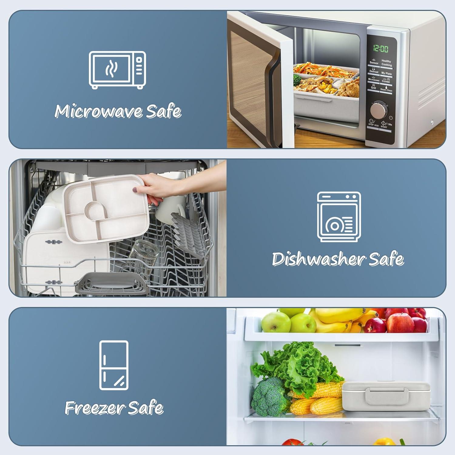 Caja Bento Almuerzo ANDMOON Gris 5 Compartimentos 1300ml