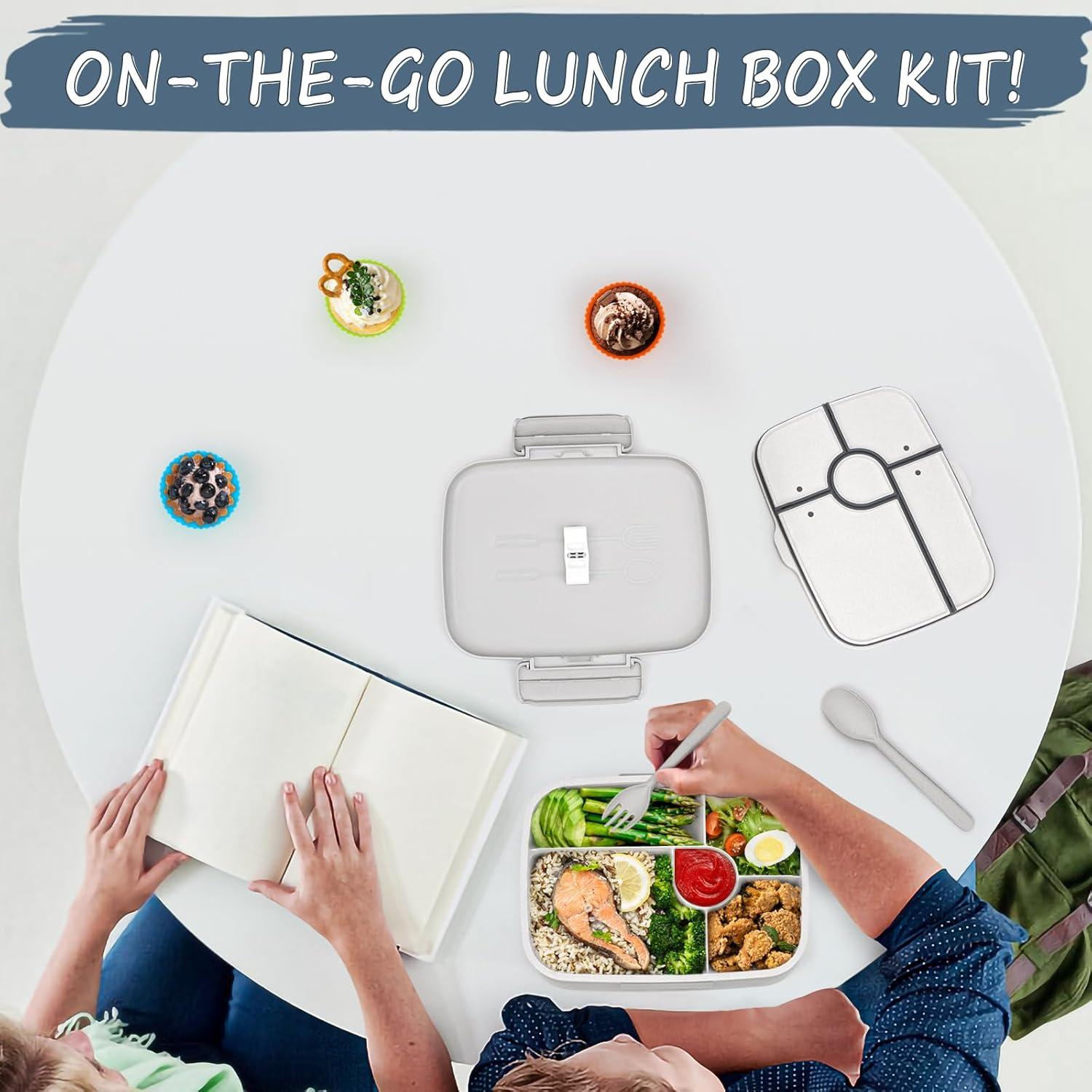 Caja Bento Almuerzo ANDMOON Gris 5 Compartimentos 1300ml