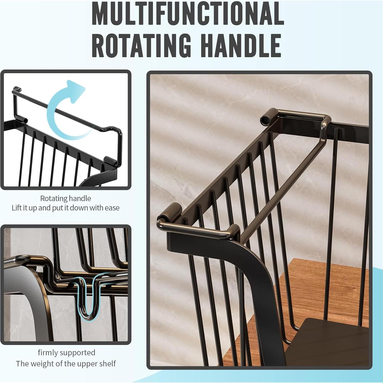 Cestas de Alambre Apilables GAOKASE 4 Pcs Negro 37x18x13 cm