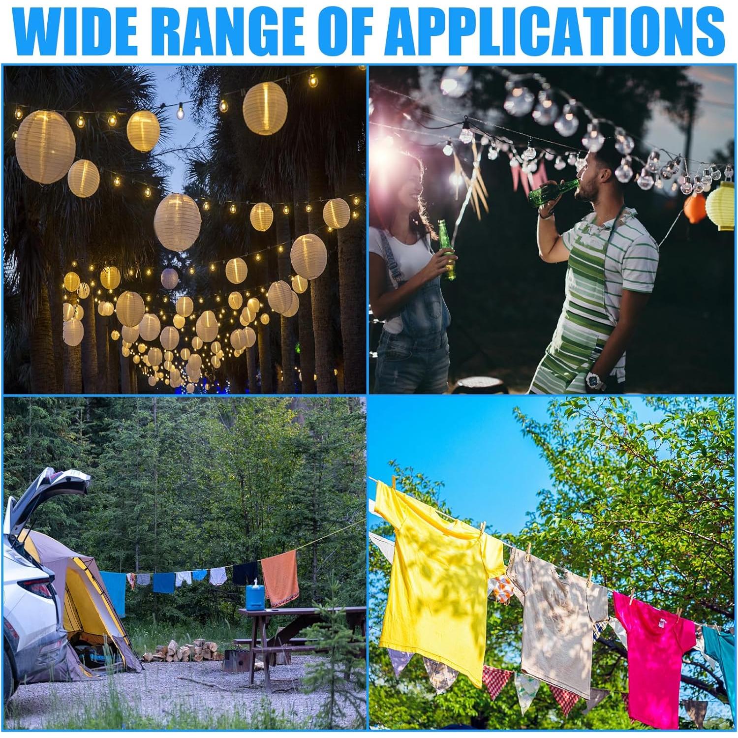 Línea de Ropa Exterior VIVBOO 12.19m con Ganchos de Metal