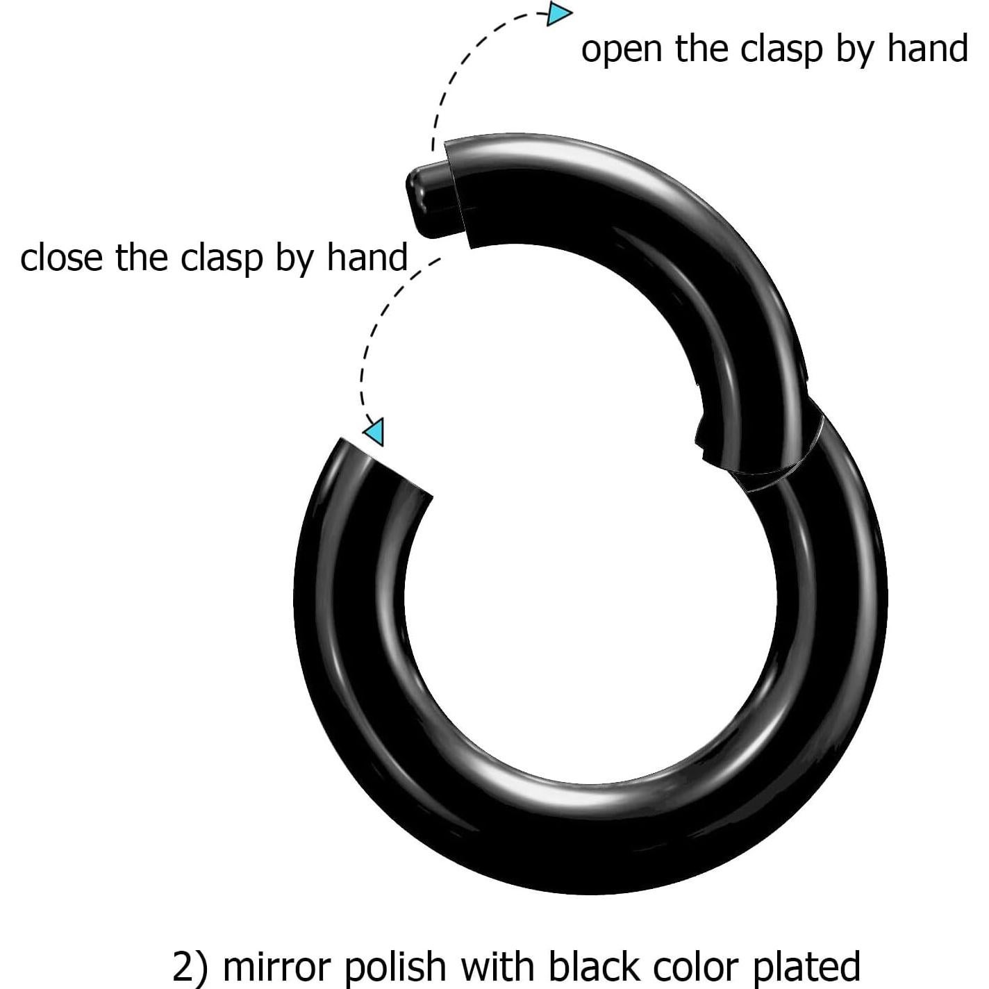 Aro de Nariz Hipoalergénico NewkeepsR 6G 8mm Negro Acero 316L