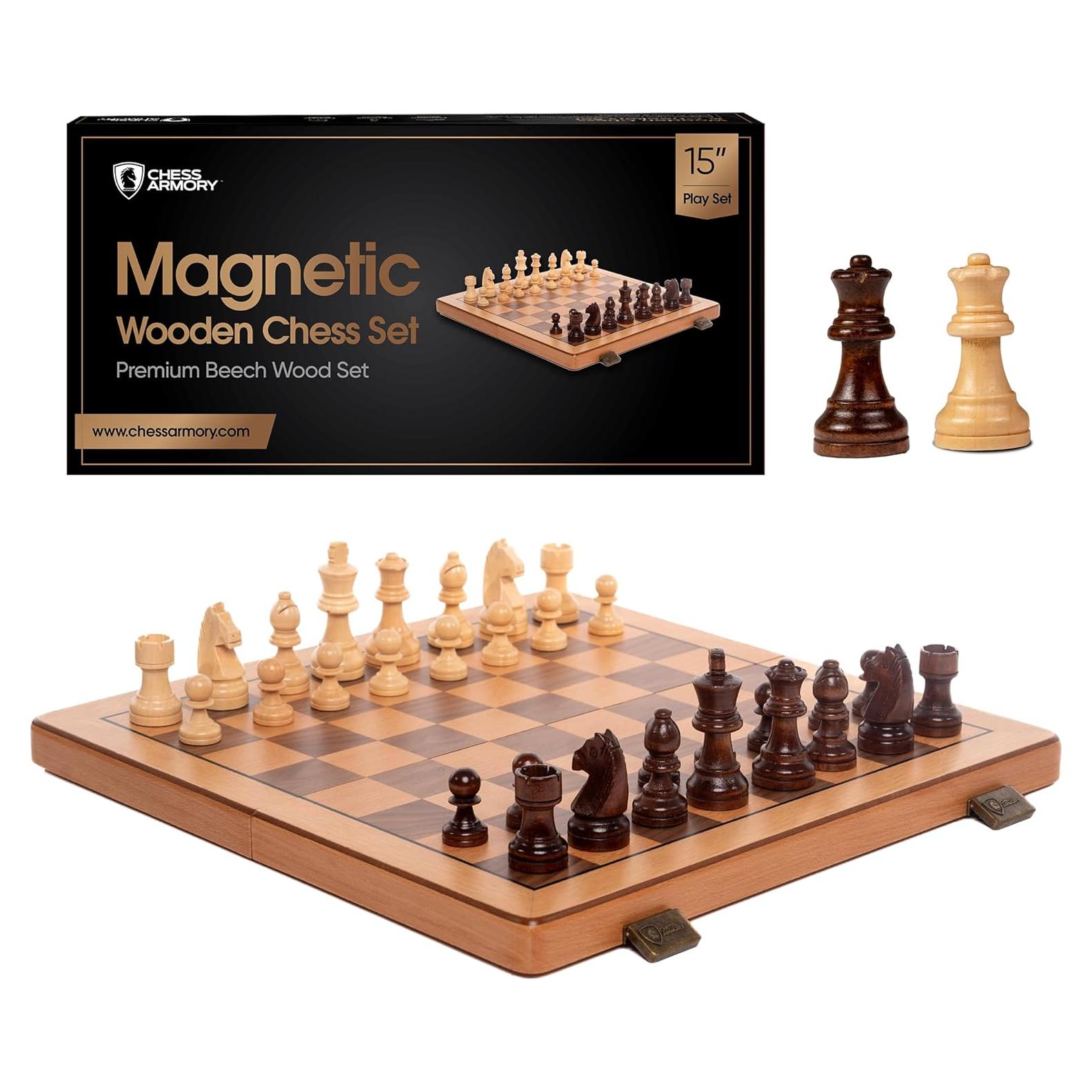 Juego de Ajedrez Magnético Chess Armory 38x38cm Madera de Haya
