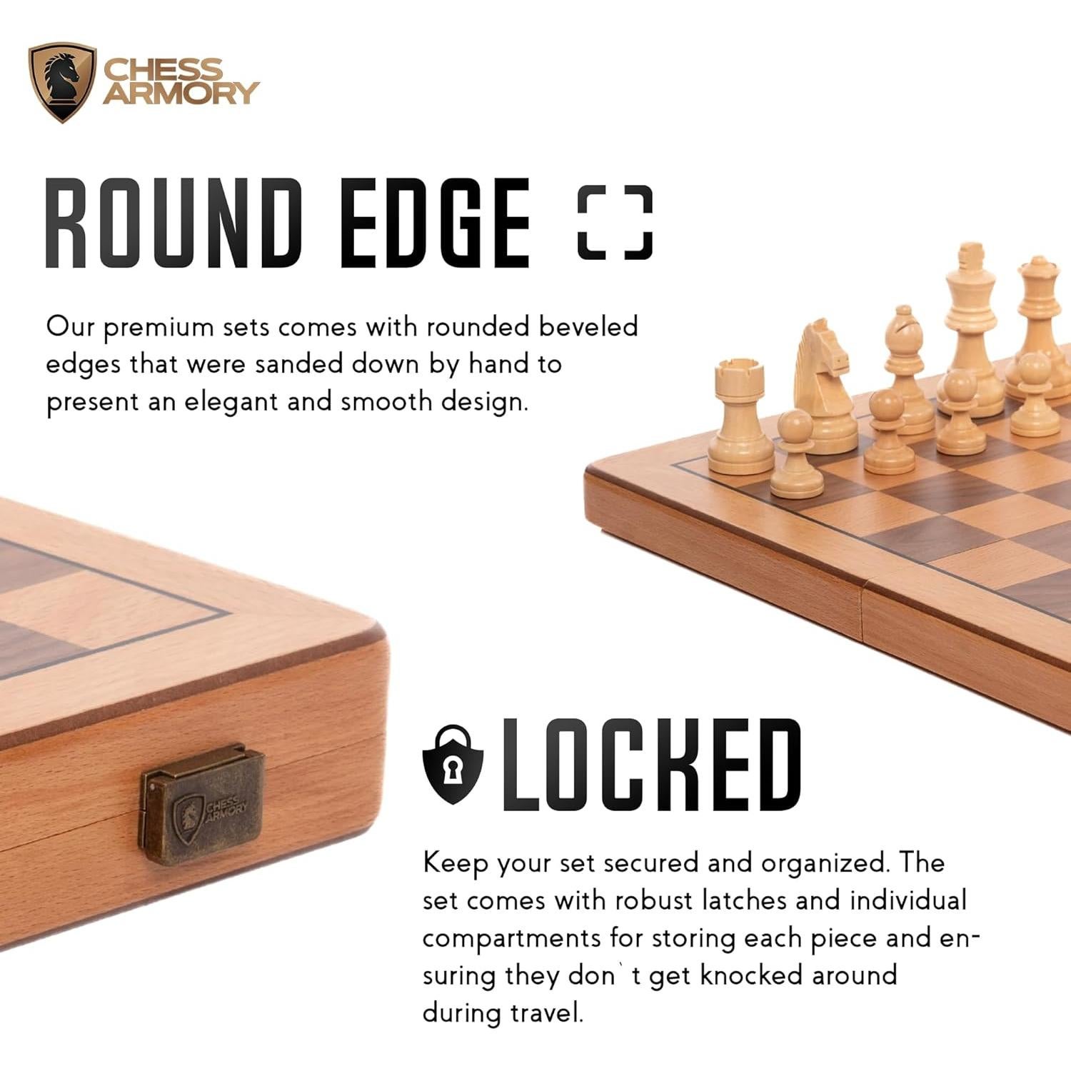 Juego de Ajedrez Magnético Chess Armory 38x38cm Madera de Haya