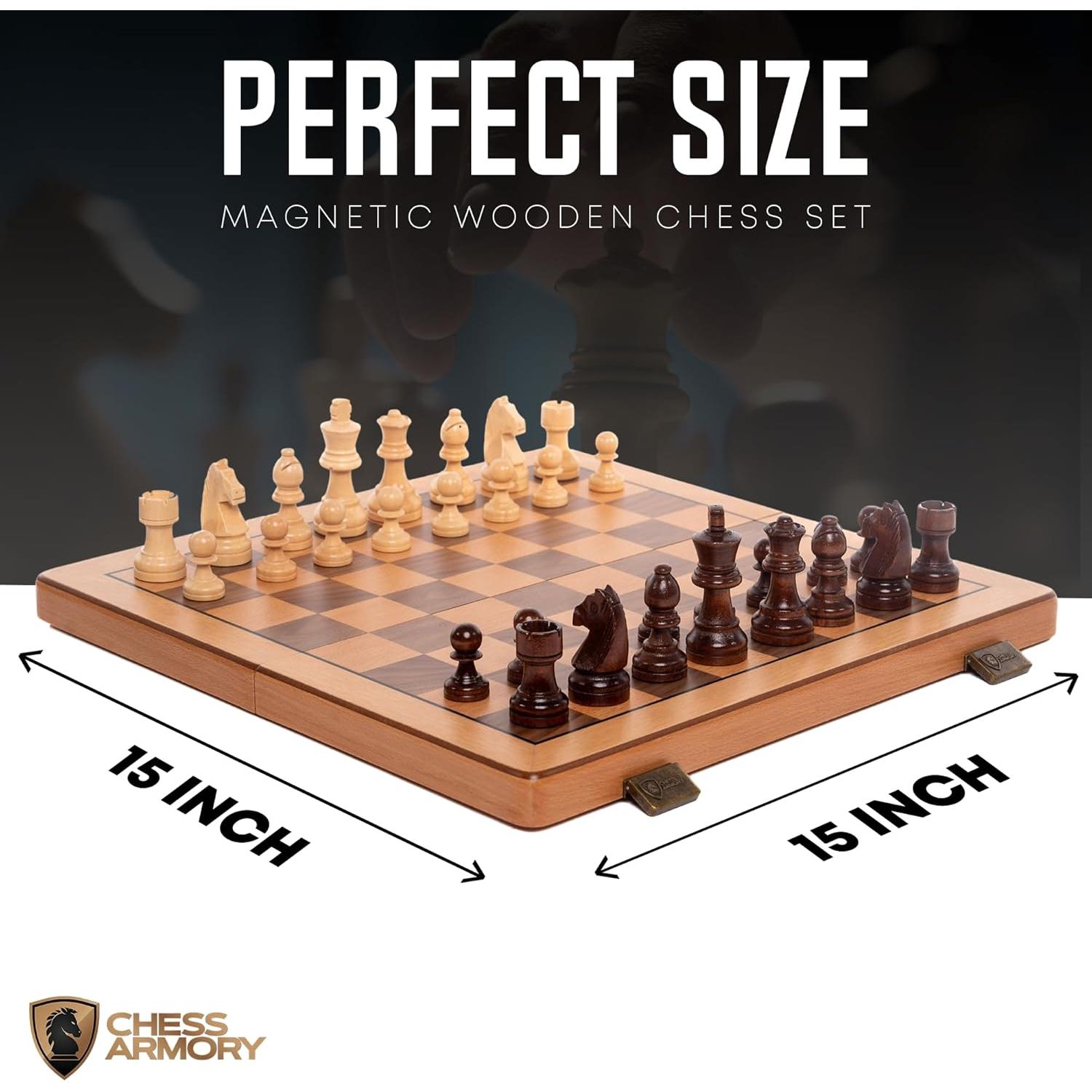 Juego de Ajedrez Magnético Chess Armory 38x38cm Madera de Haya