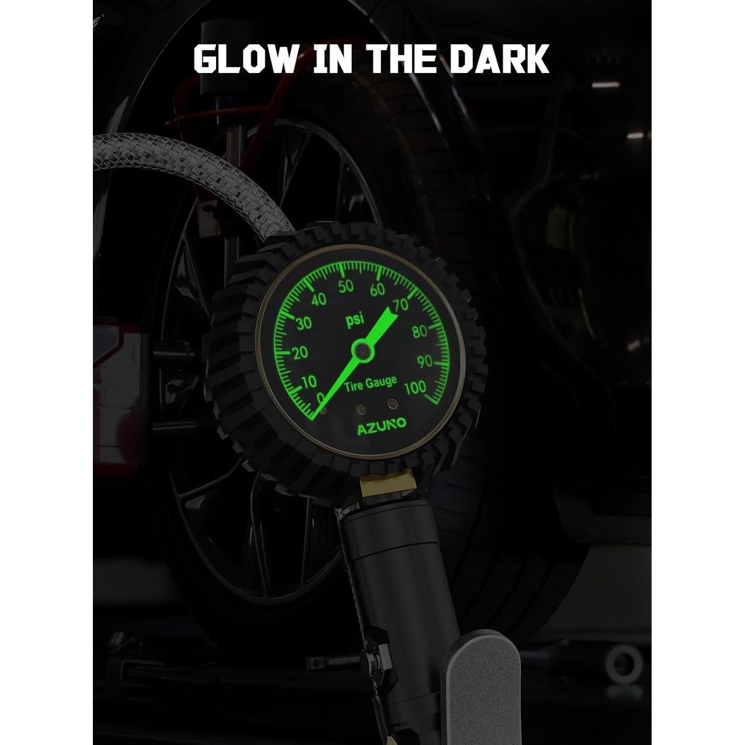 Medidor de Presión de Neumáticos AZUNO 100 PSI con Accesorios