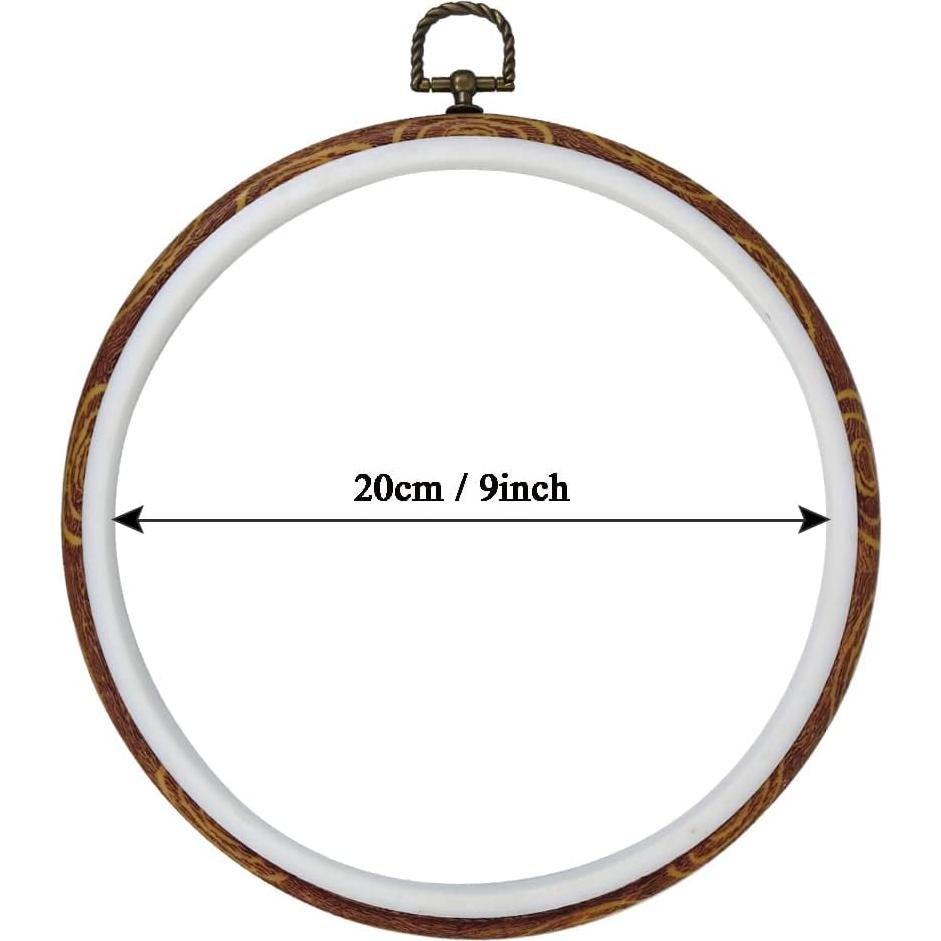 5 Piezas Aro de Bordado Redondo Guofa 20 cm Imitación Madera