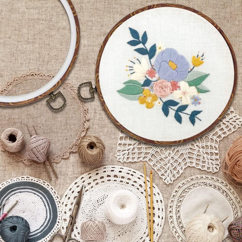 5 Piezas Aro de Bordado Redondo Guofa 20 cm Imitación Madera