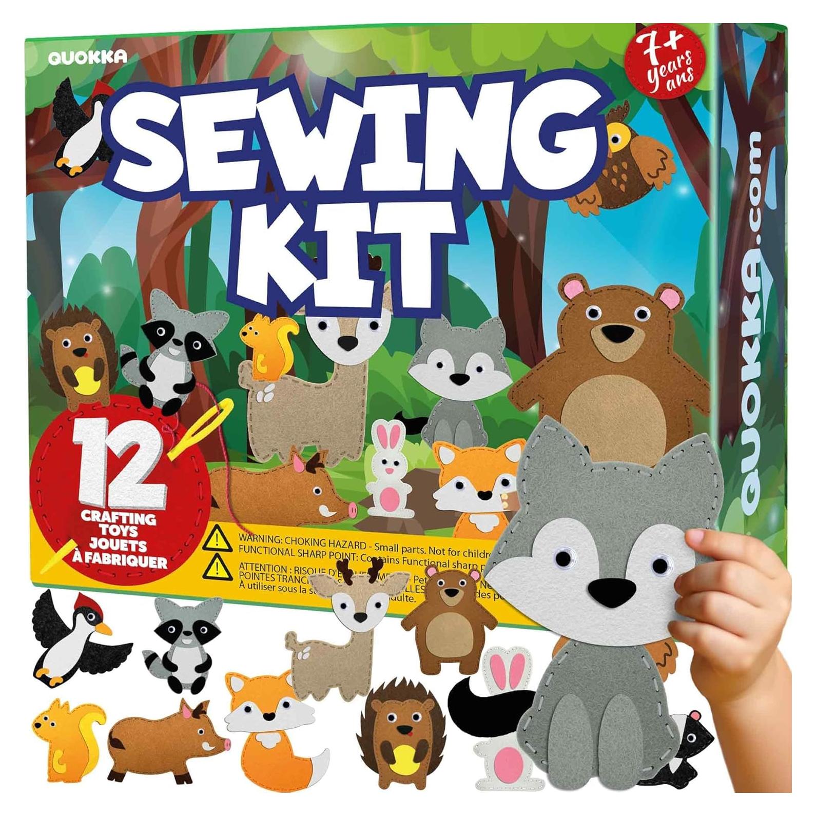 Kit de Costura para Niños QUOKKA - 12 Animales de Fieltro