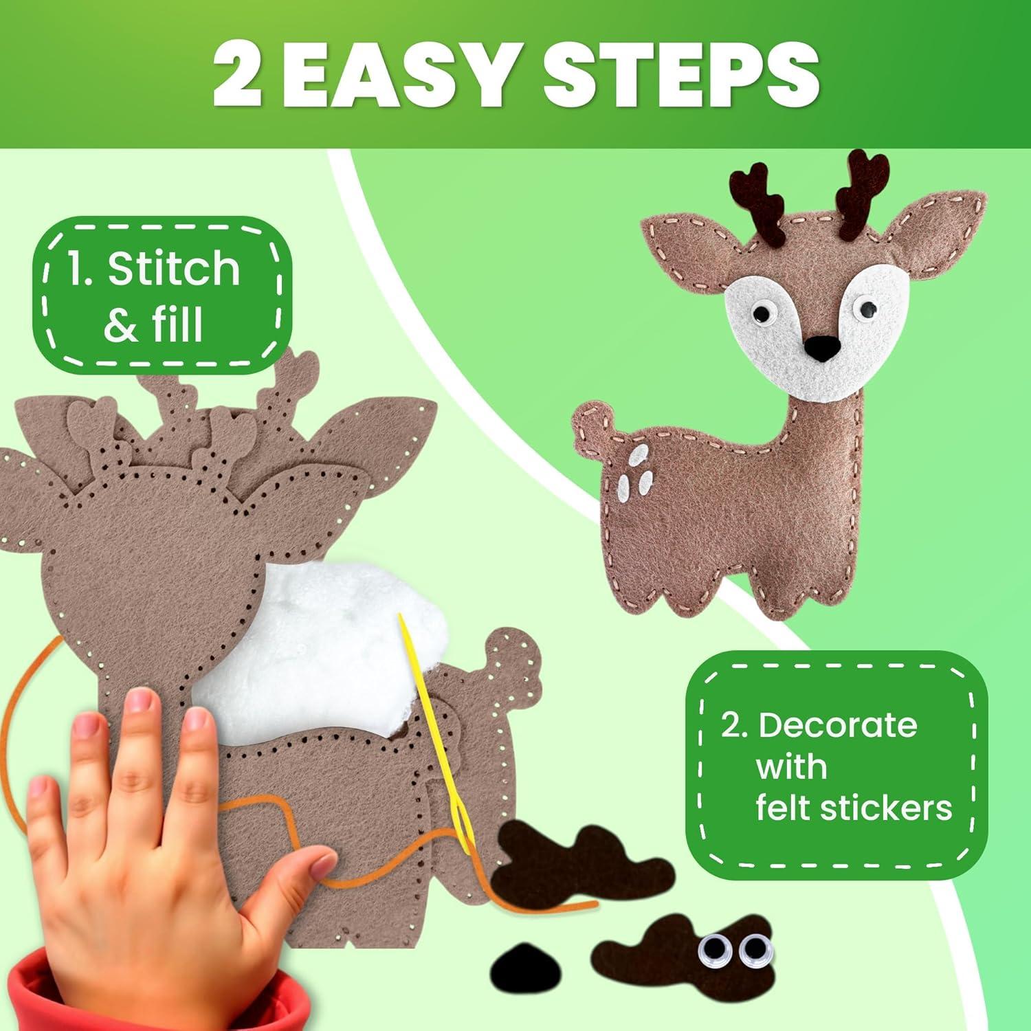 Kit de Costura para Niños QUOKKA - 12 Animales de Fieltro