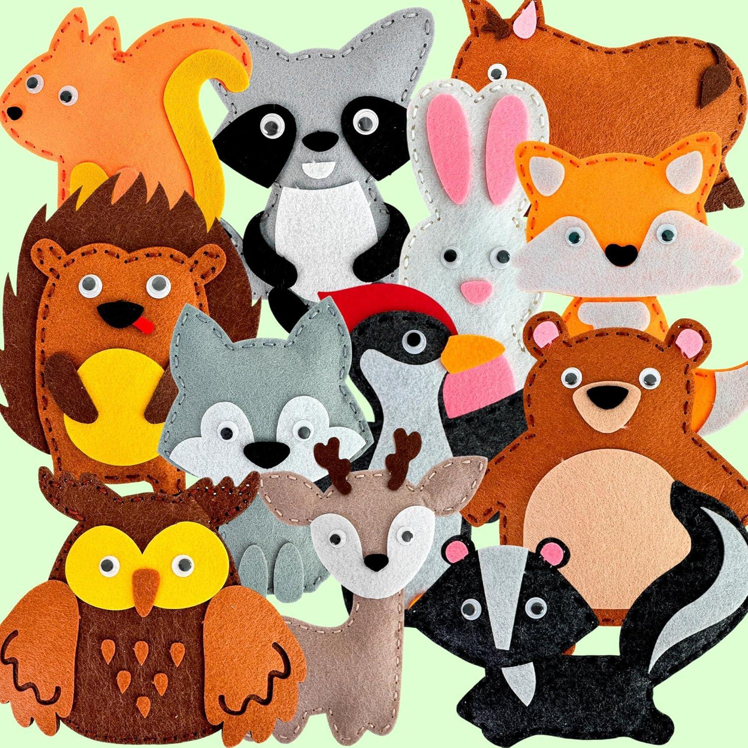 Kit de Costura para Niños QUOKKA - 12 Animales de Fieltro