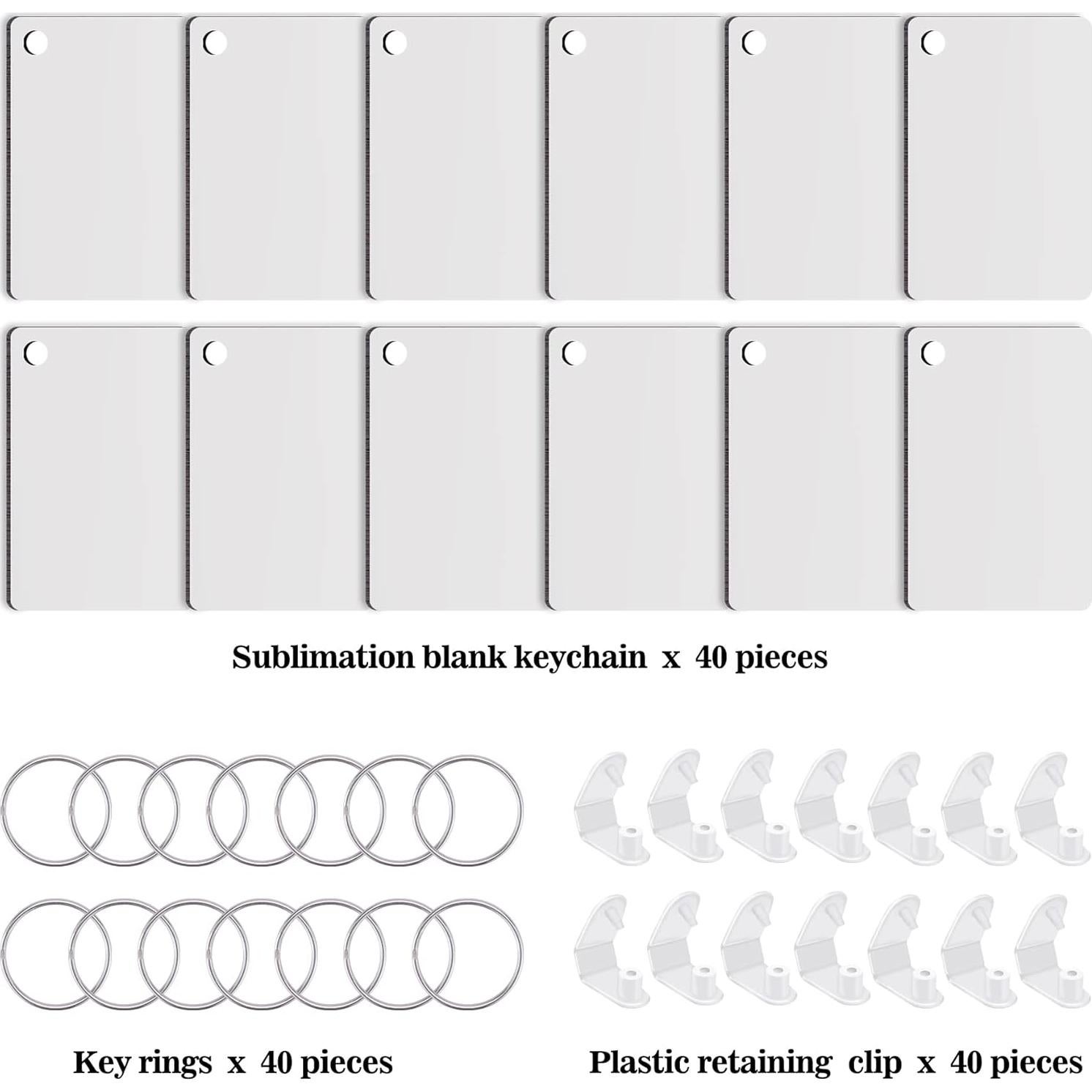 Duufin 120 Llaveros Rectangulares en Blanco para Sublimación 6x4cm