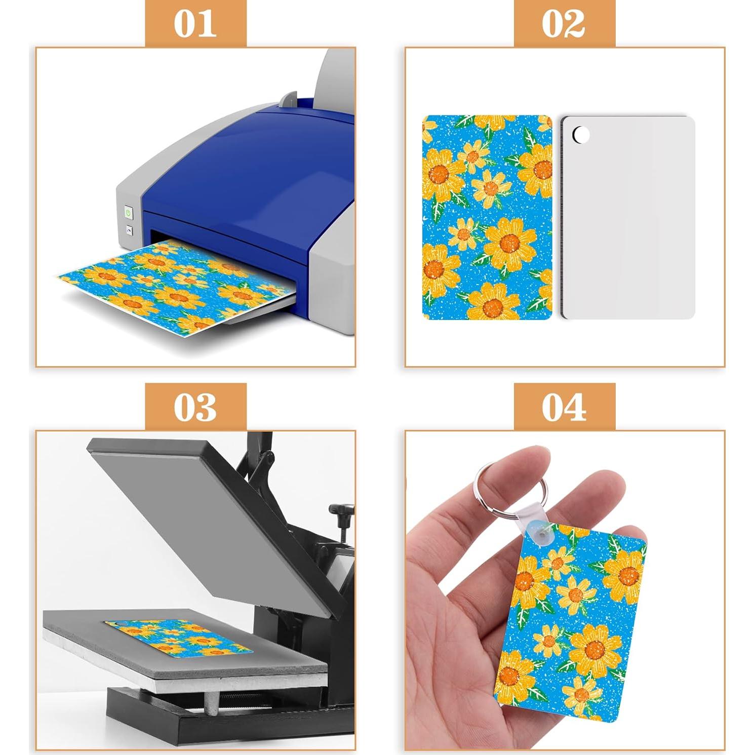 Duufin 120 Llaveros Rectangulares en Blanco para Sublimación 6x4cm