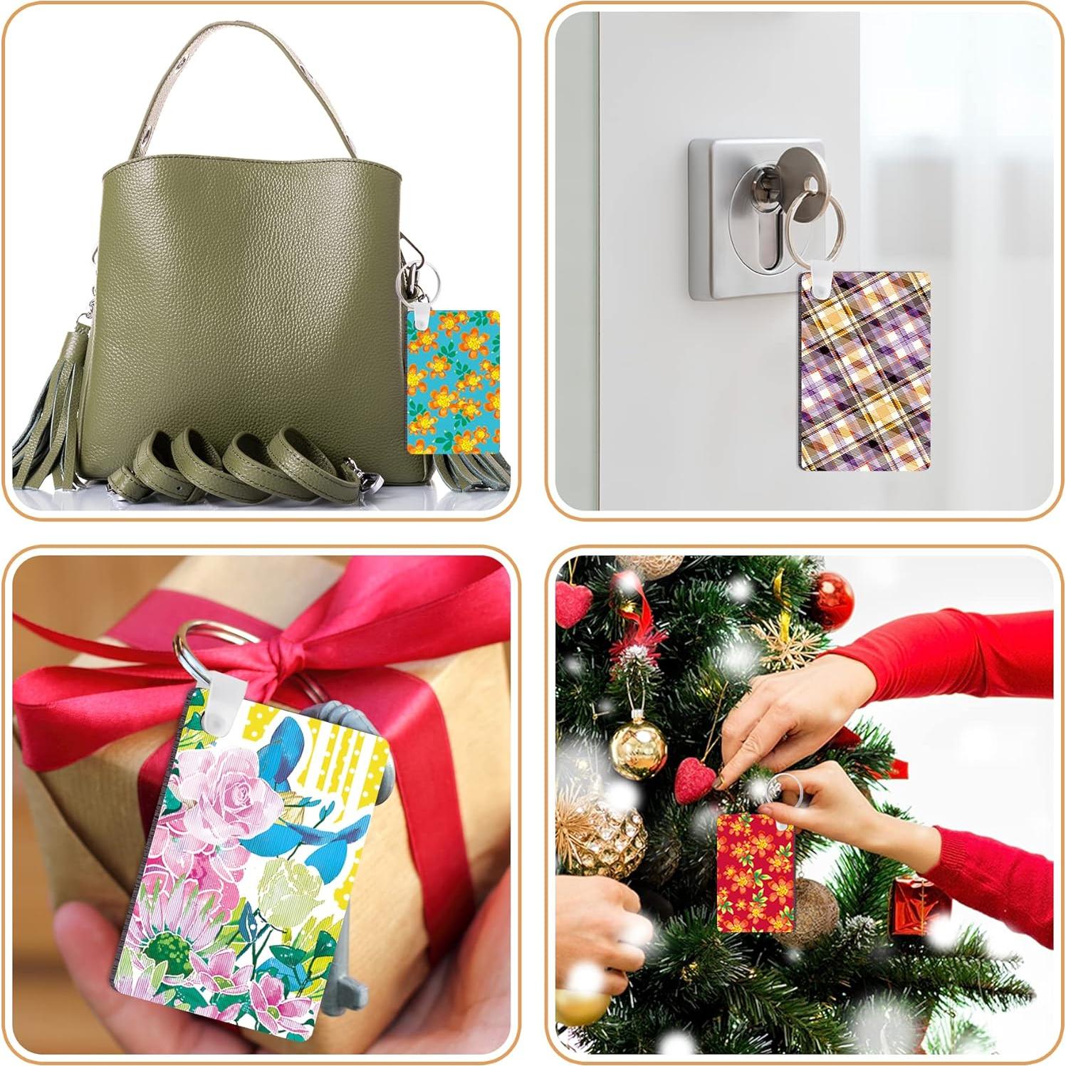 Duufin 120 Llaveros Rectangulares en Blanco para Sublimación 6x4cm