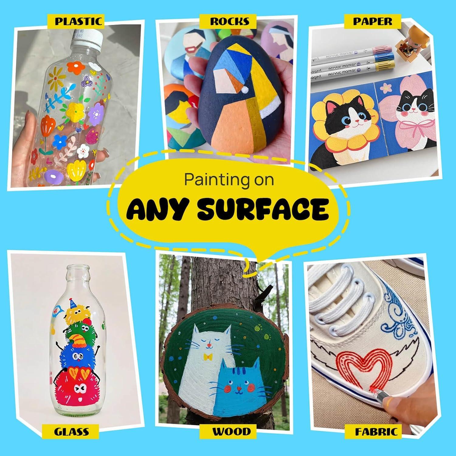 12 Marcadores de Pintura Acrílica Coogert Doble Punta 4g