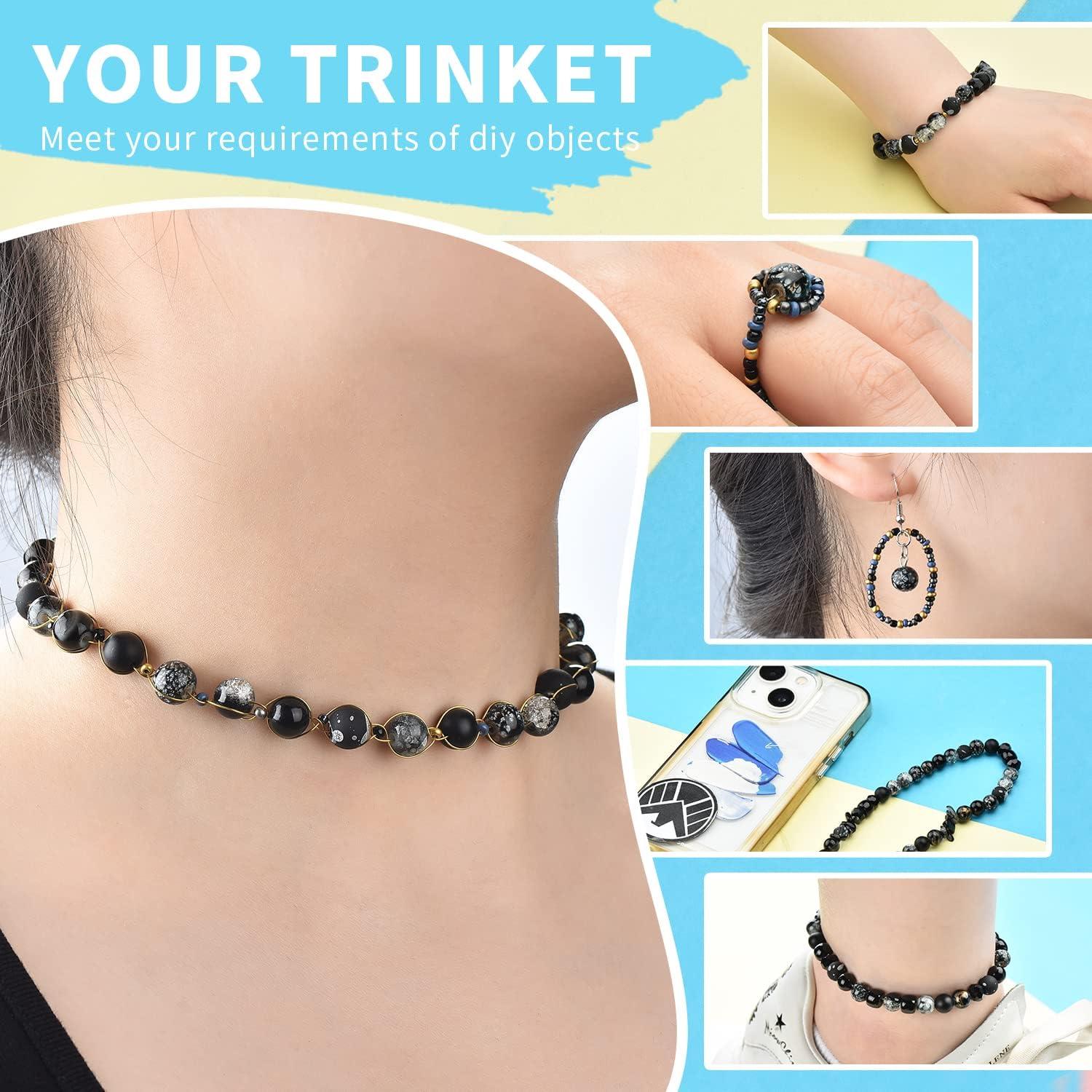 Kit de Perlas de Vidrio Rired 27 - 900 Piezas Negras para Joyería