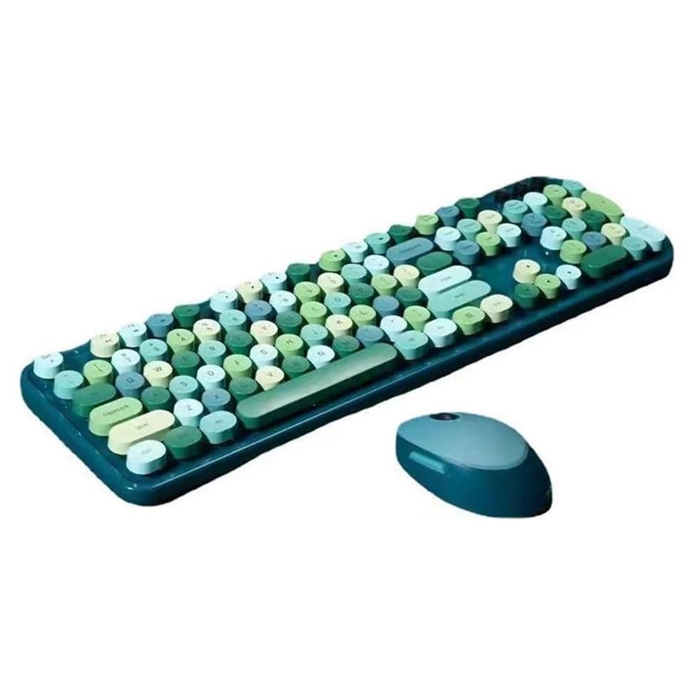 Combo Teclado y Ratón Inalámbrico TZBBL 104 Teclas Verde-A