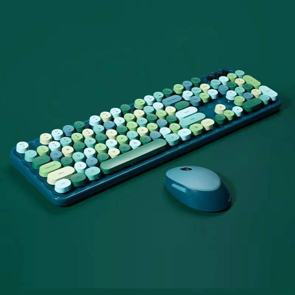 Combo Teclado y Ratón Inalámbrico TZBBL 104 Teclas Verde-A