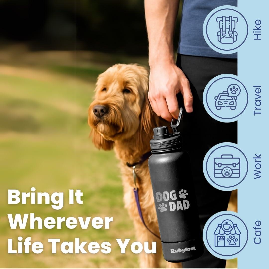 Botella de Agua Acero Inoxidable 32 oz Papá Perro - Tazón 8 oz