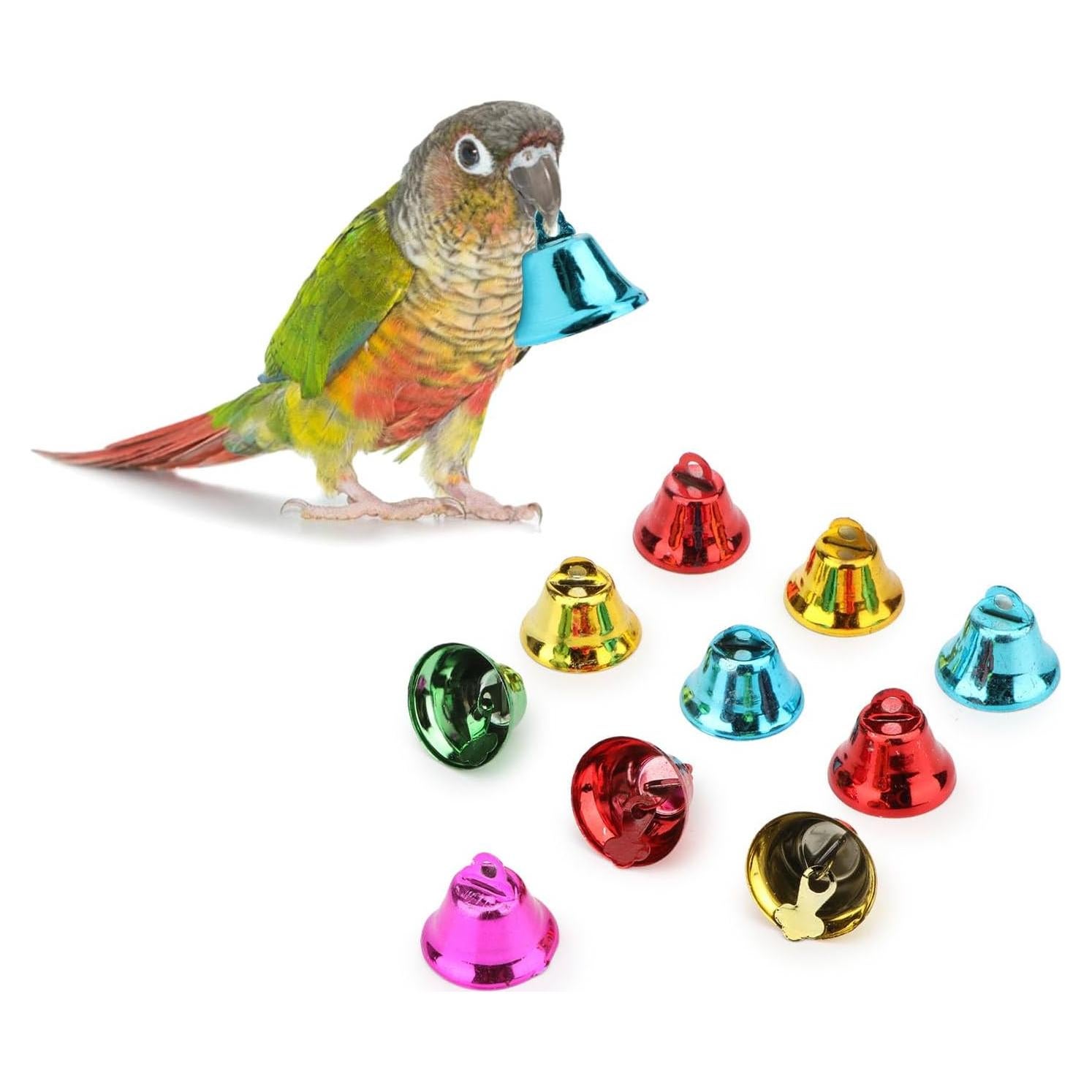 Juguetes de Campana para Loro Hypeety 10 Piezas Coloridos
