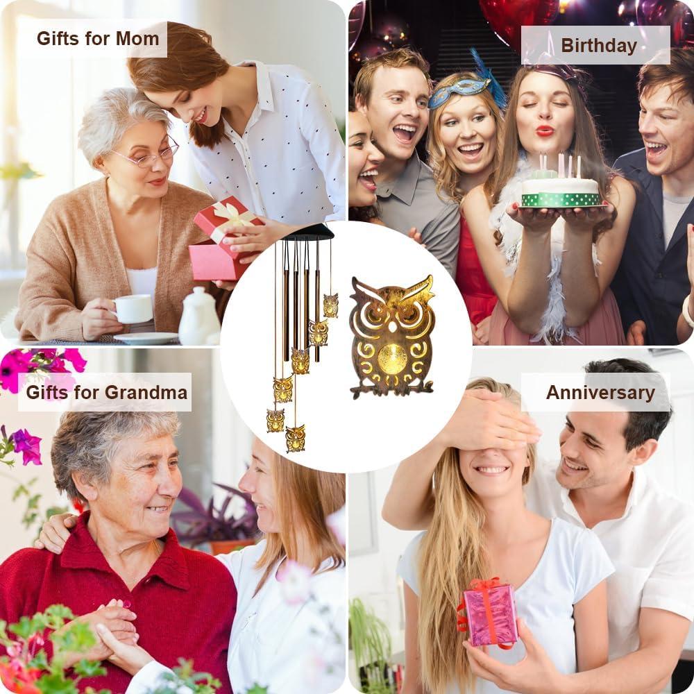 Campanas de Viento Solar EASYBUY Búho Decorativas para Jardín