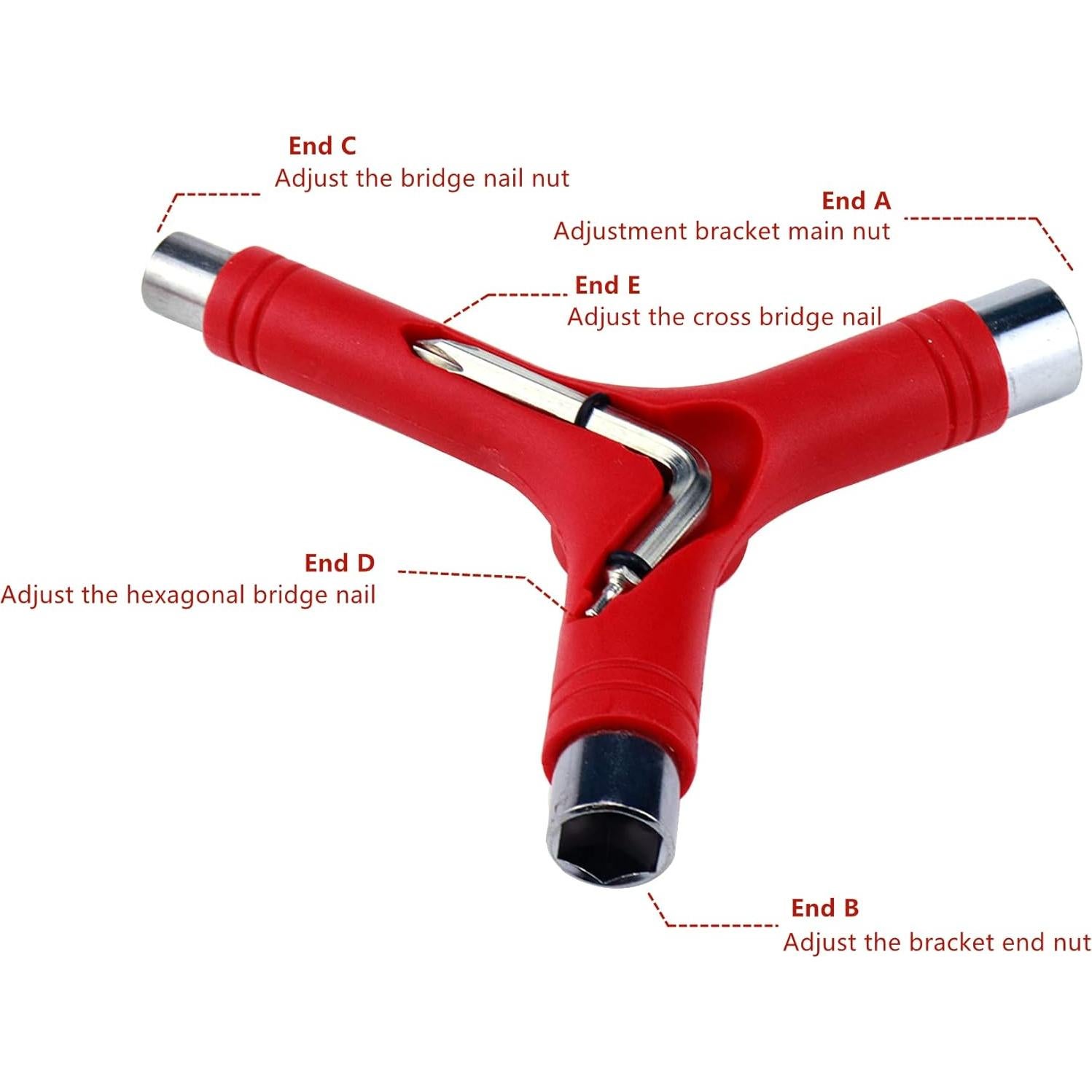 Herramienta de Skate KUMGROT Rojo T-tool y Y-tool Multifuncional