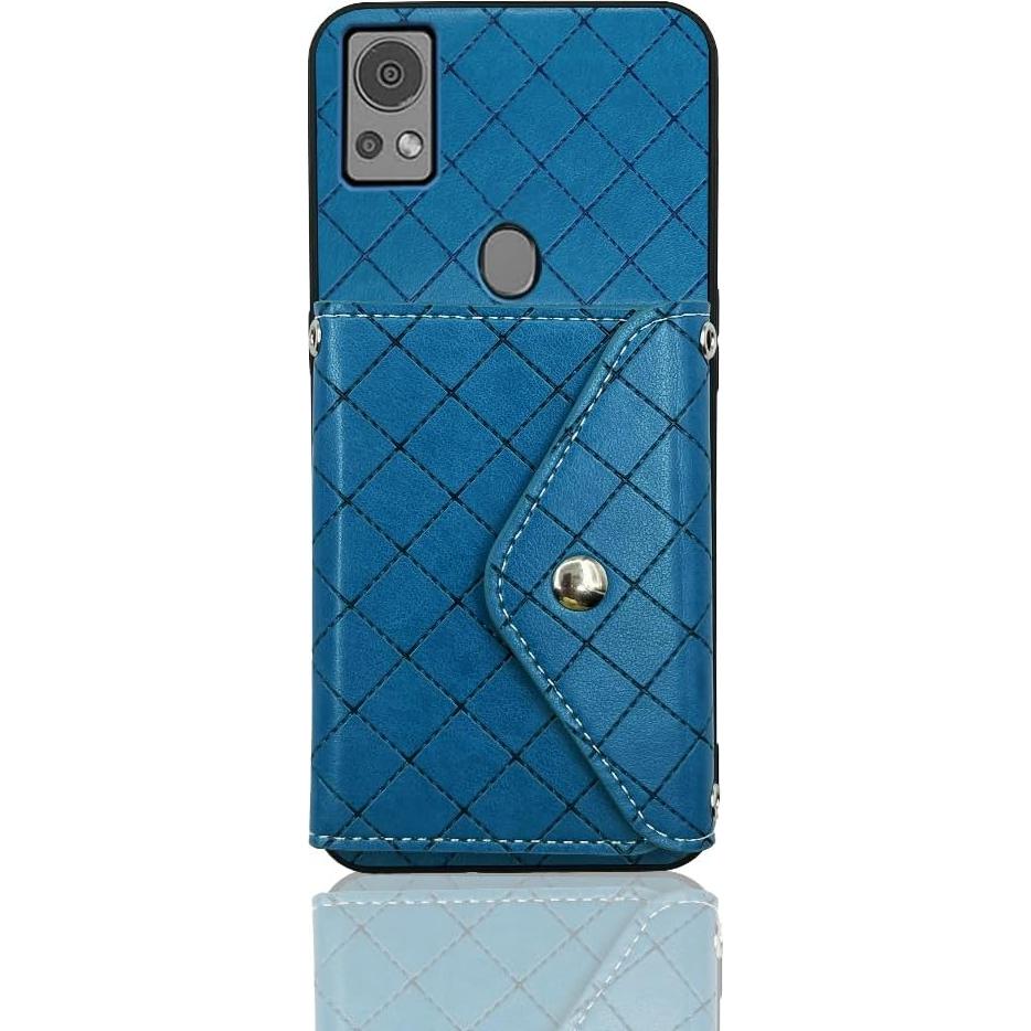 Funda billetera Furiet para Cricket Icon 5, azul, con soporte y porta tarjetas