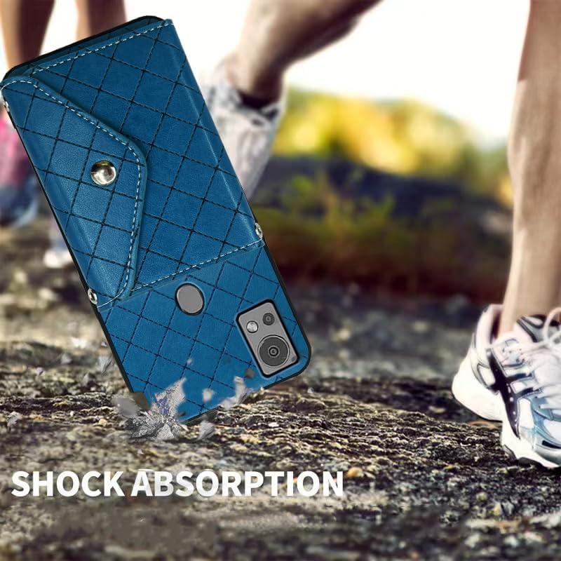 Funda billetera Furiet para Cricket Icon 5, azul, con soporte y porta tarjetas